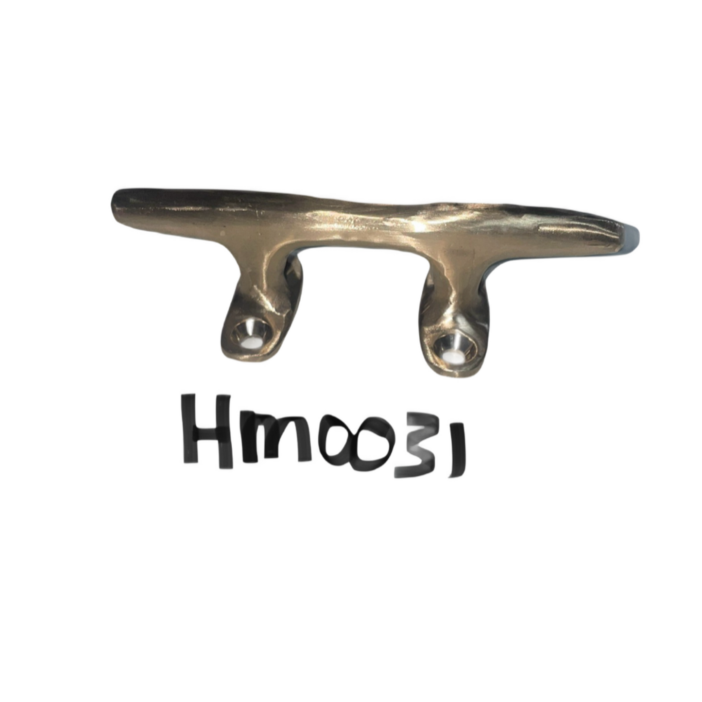 Metal cleat with 'Hm0031' text on a white background