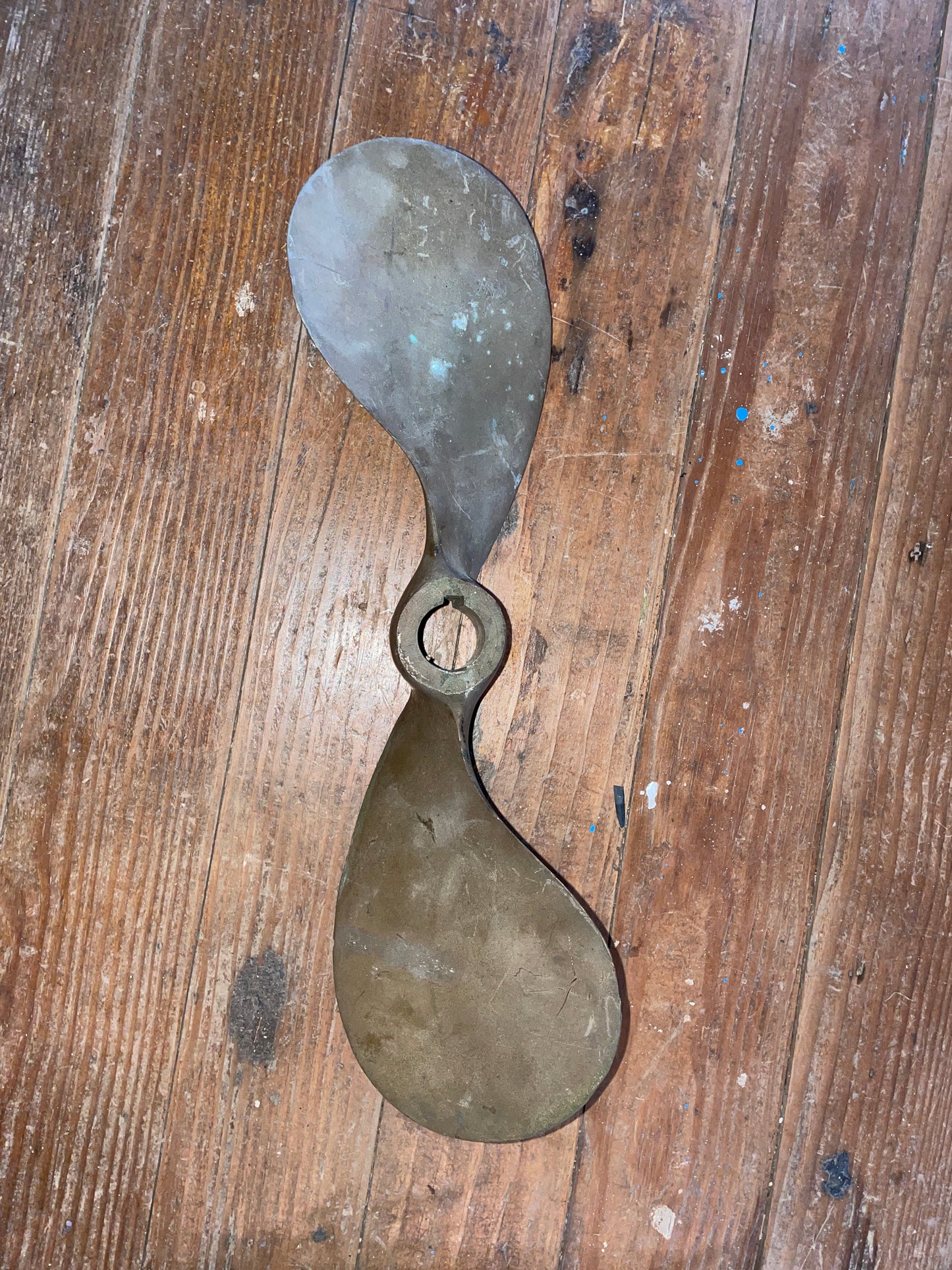 14” Wide Brass 2 Blade Propeller With Pitch 22 Right Turning- 7/8” Keyed Shaft