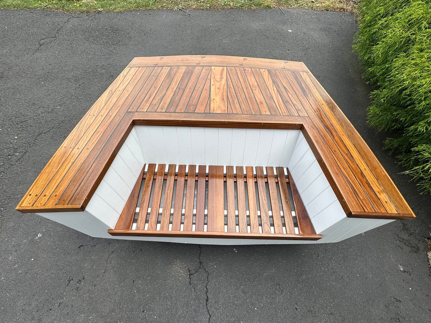 Handmade Bench Made From Transom Of Lighting Sailboat