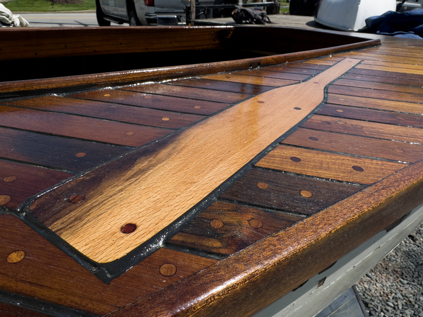 Hand Made Walk In Bar Made From Middle Of 1960’s Seafarer 23 Wooden Sailboat