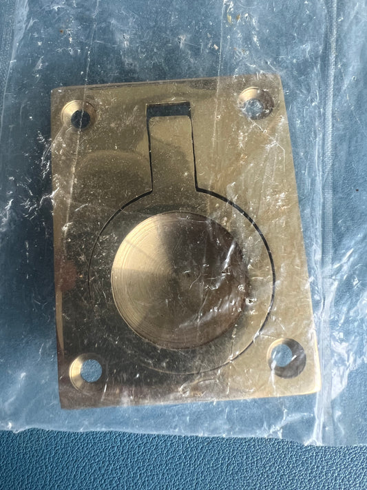 Brass Flush Ring Drawer Pull 2-5/8" x 2"