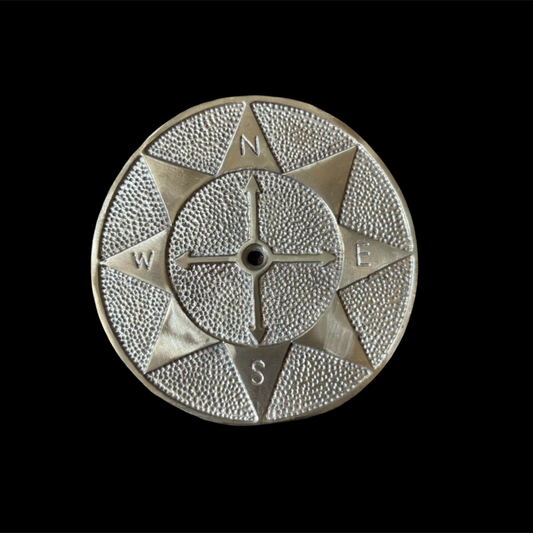 Decorative compass design on a black background