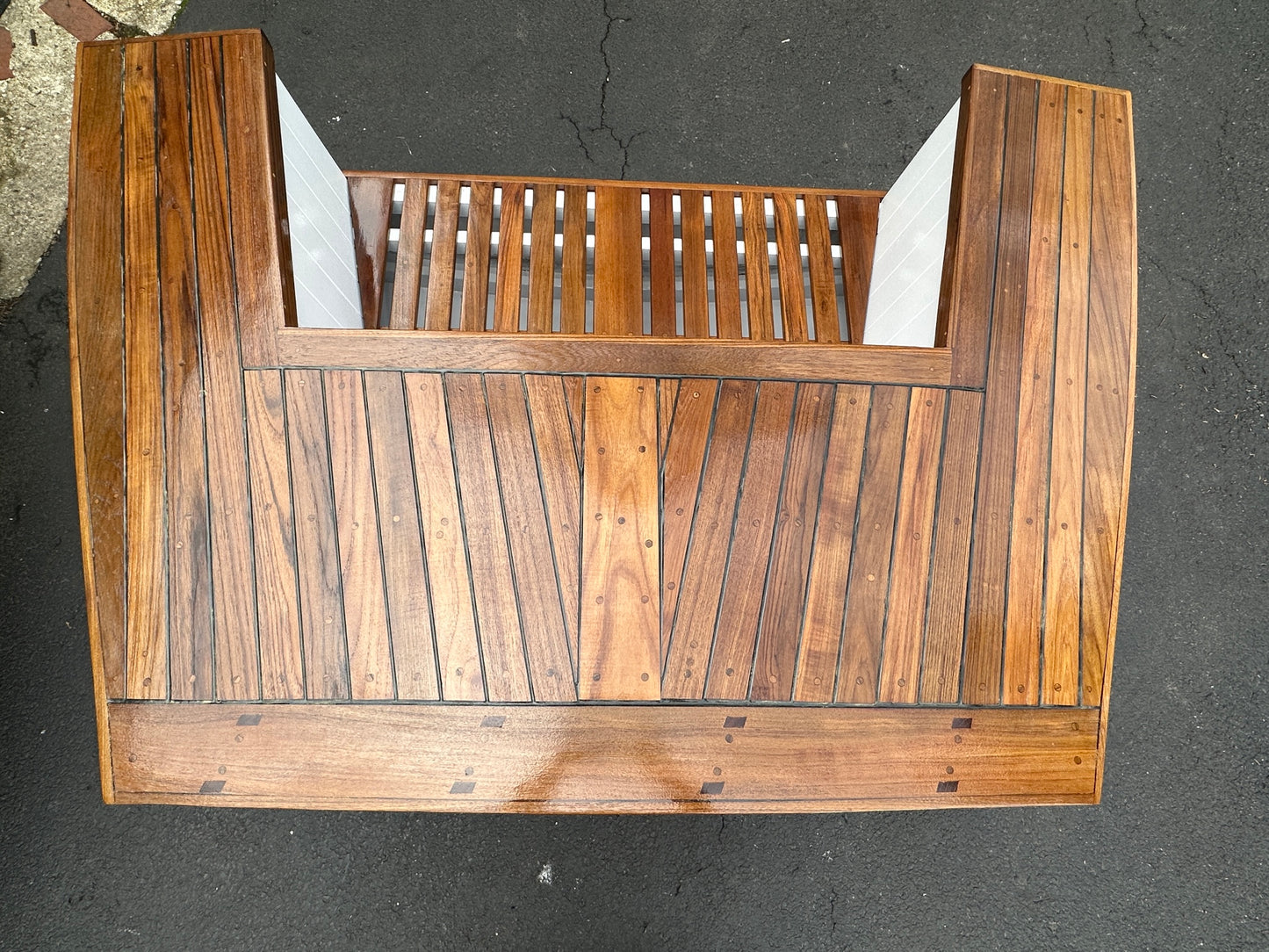 Handmade Bench Made From Transom Of Lighting Sailboat