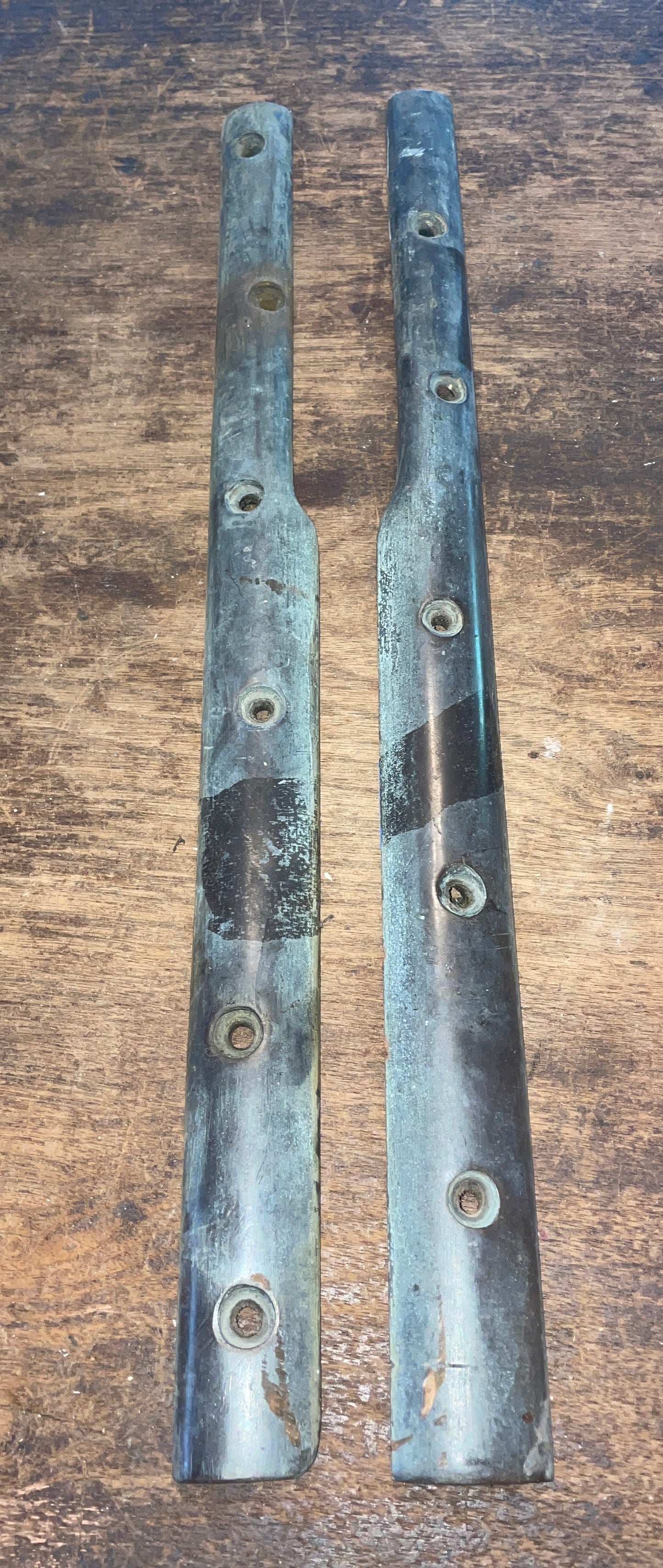 Pair Solid Bronze Rub Strake Off Dickerson 35- 17”L x 1 1/4”Widest (1” Smallest)