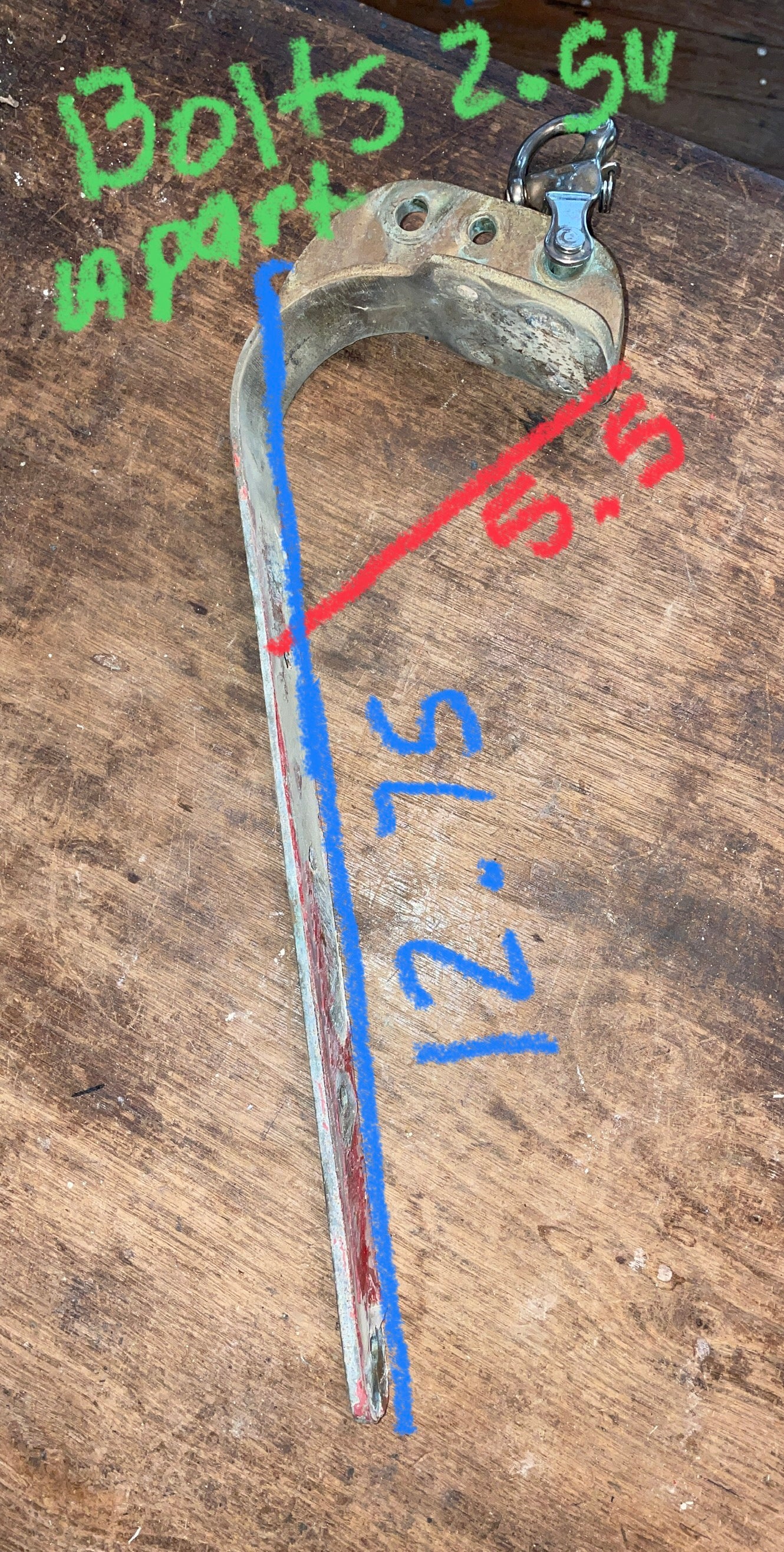 Brass Chainplate With Wichard Snap Shackle