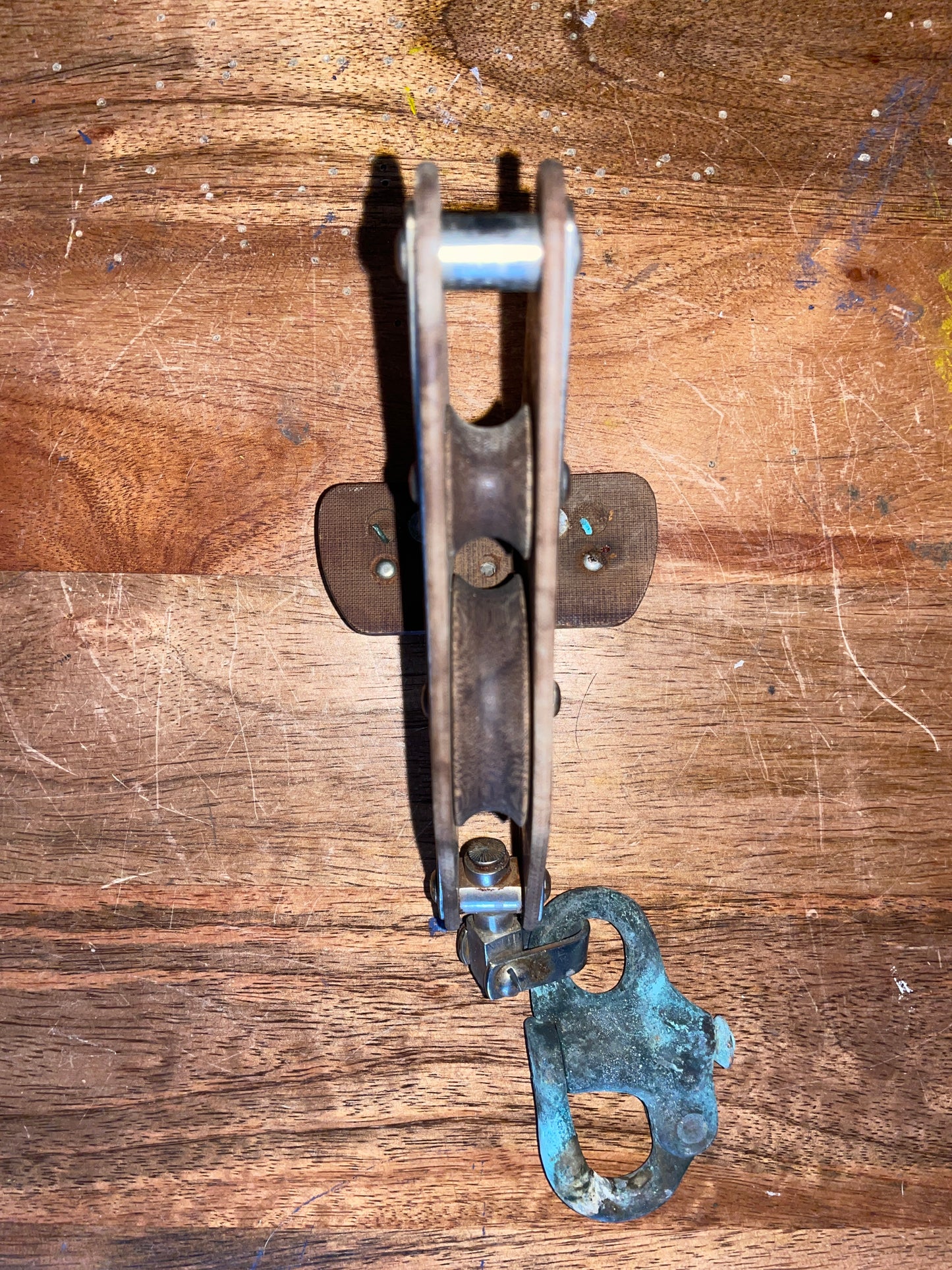 Tufnol Swivel Fiddle Block With Cam Cleat & Bronze Shackle - 1 7/8” & 1” Sheaves - 3/8” Line