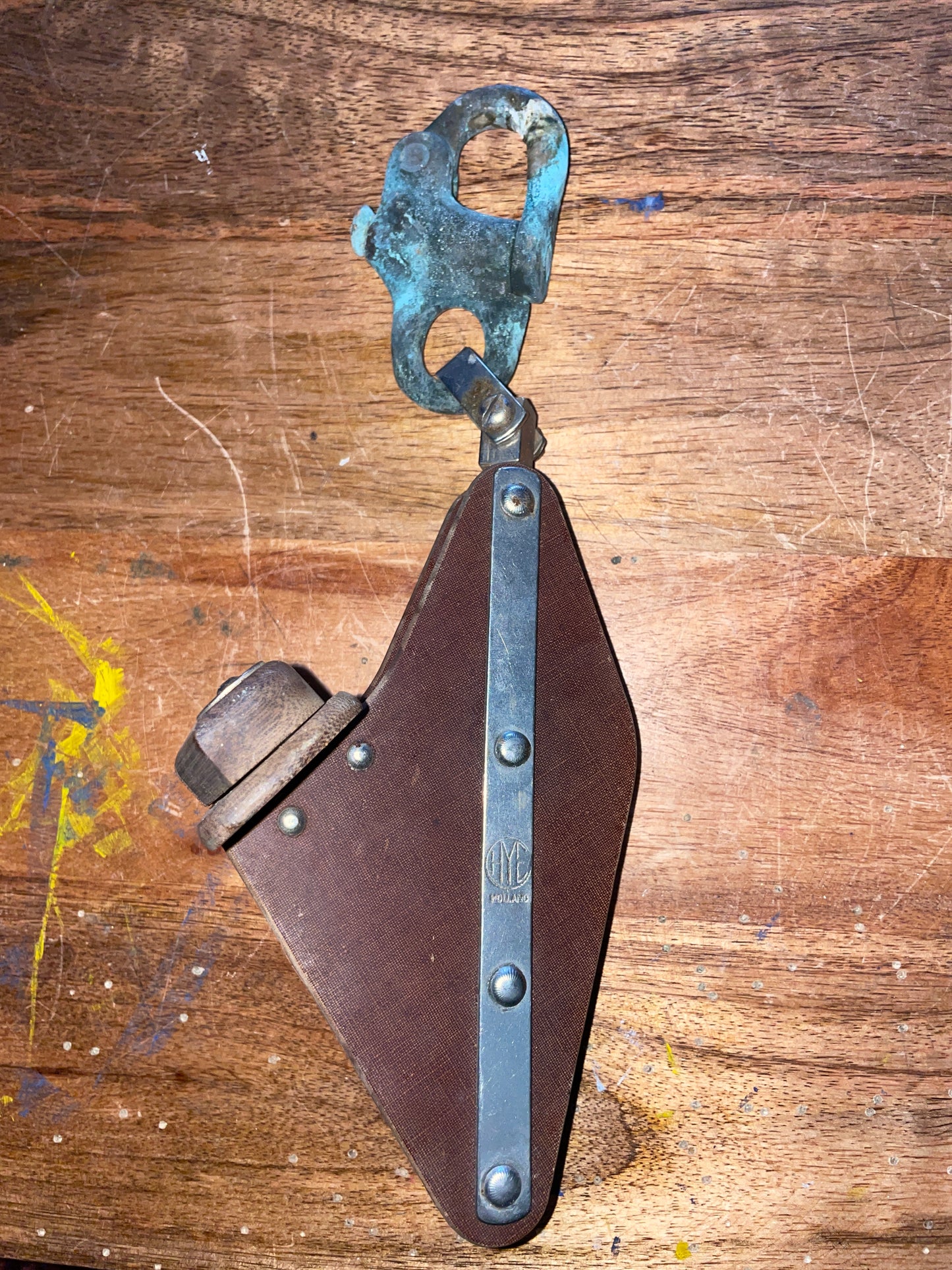 Tufnol Swivel Fiddle Block With Cam Cleat & Bronze Shackle - 1 7/8” & 1” Sheaves - 3/8” Line