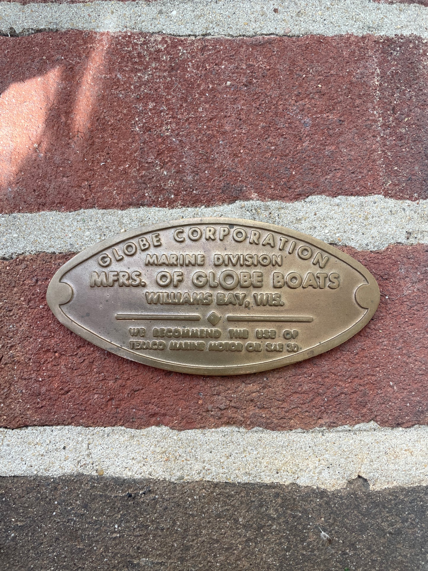 Globe Corporation Marine Division Plaque
