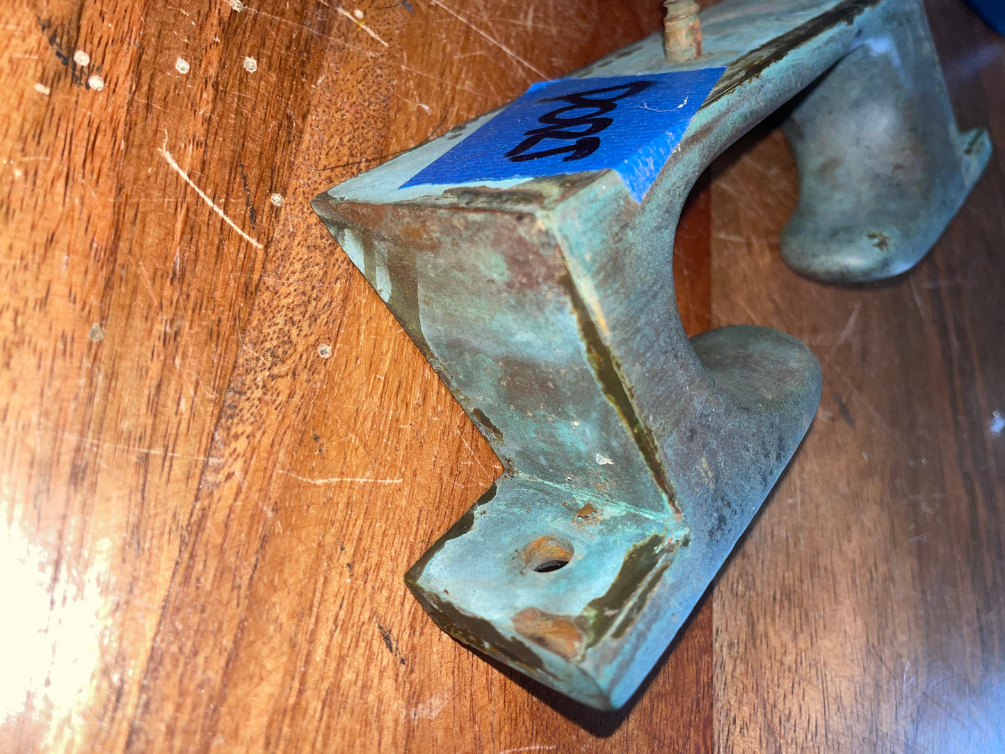 Solid Bronze 7 1/2” Angled Port Side Toe Rail Chock Cleat - COLUMBIA 40