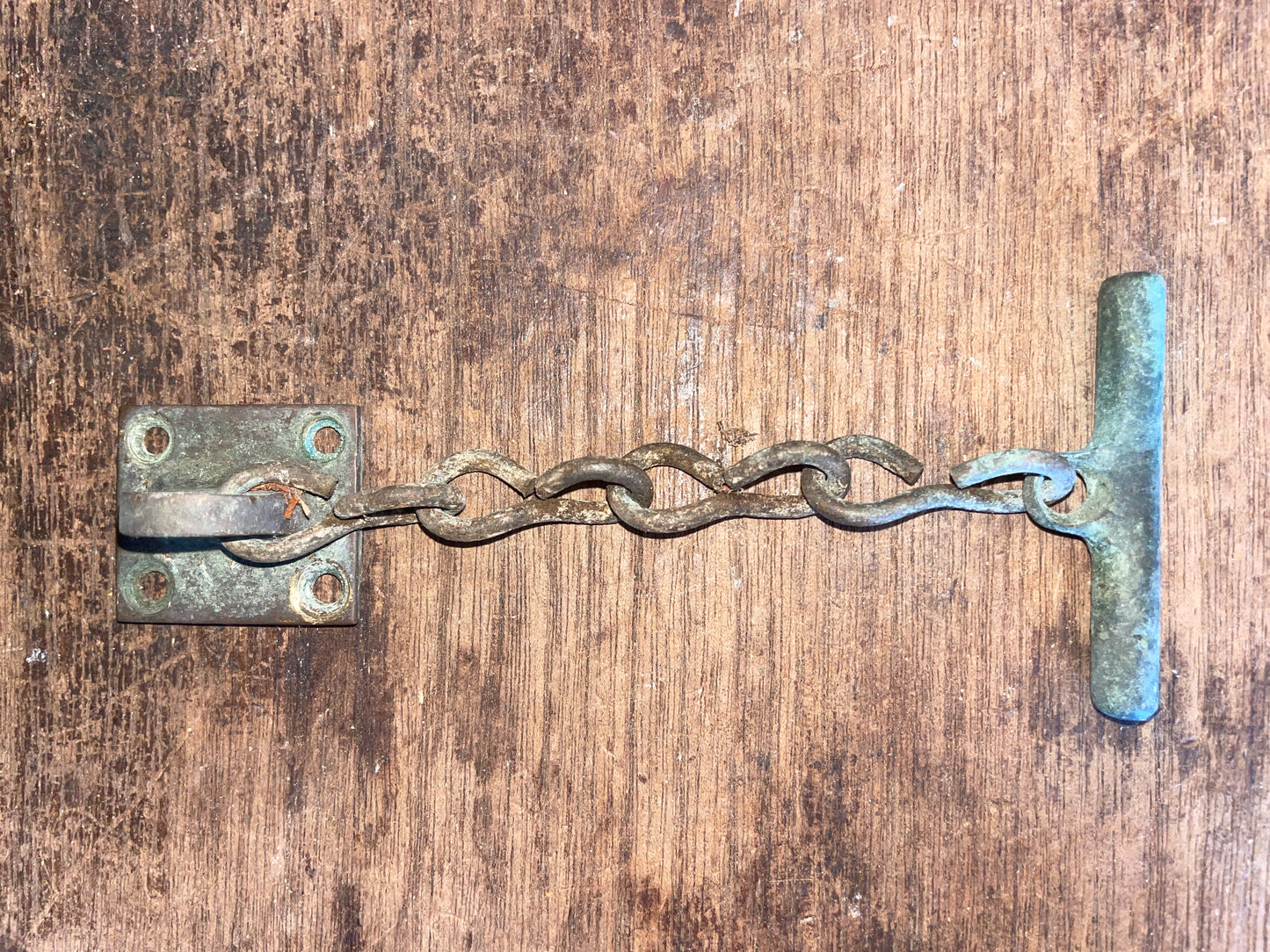 Vintage 4” Bronze Chain & Bar for Holding Portlight Open