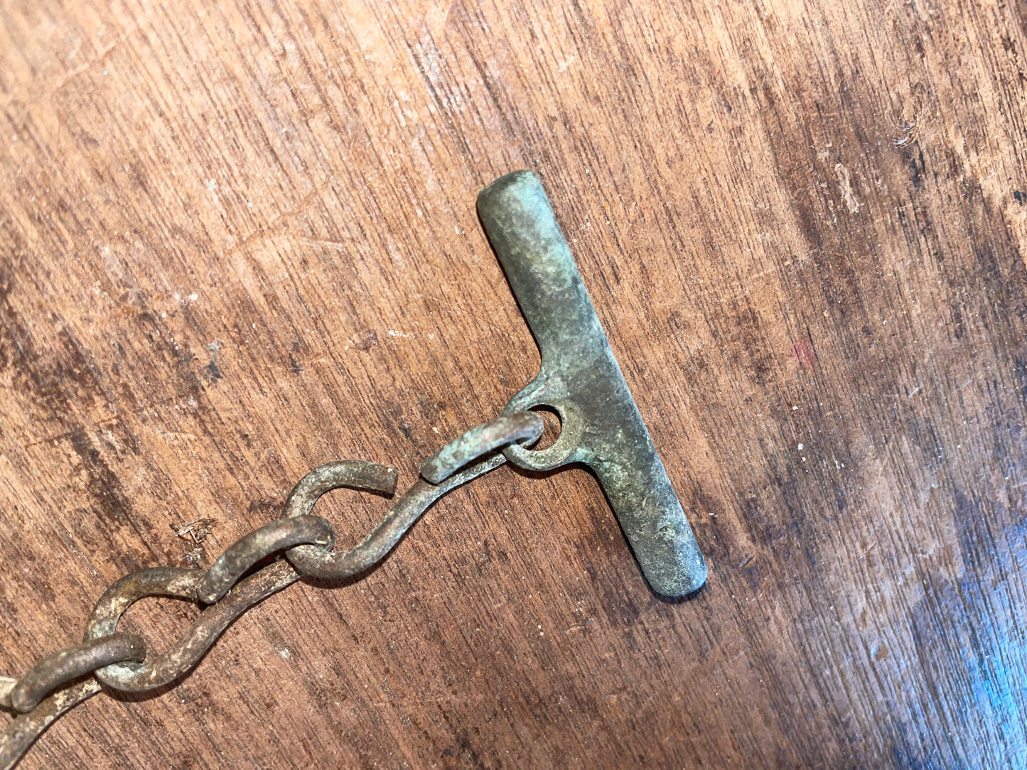 Vintage 4” Bronze Chain & Bar for Holding Portlight Open