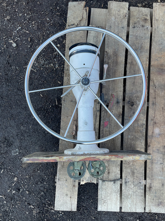 27” Tall Ericson 29 Edson Pedestal - 24” Wheel, Compass And Pulleys