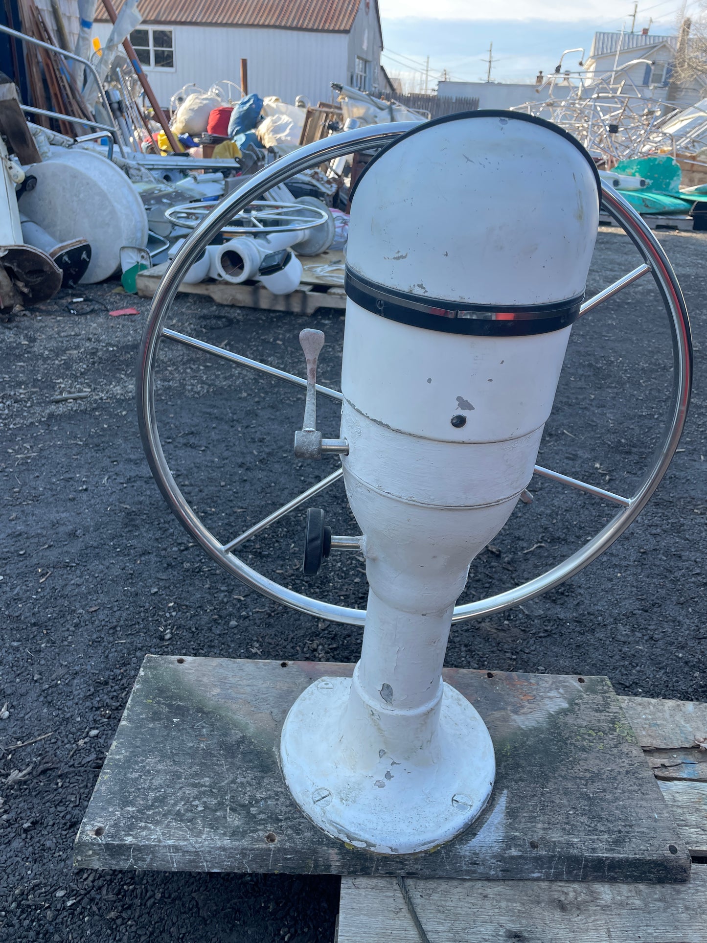 27” Tall Ericson 29 Edson Pedestal - 24” Wheel, Compass And Pulleys