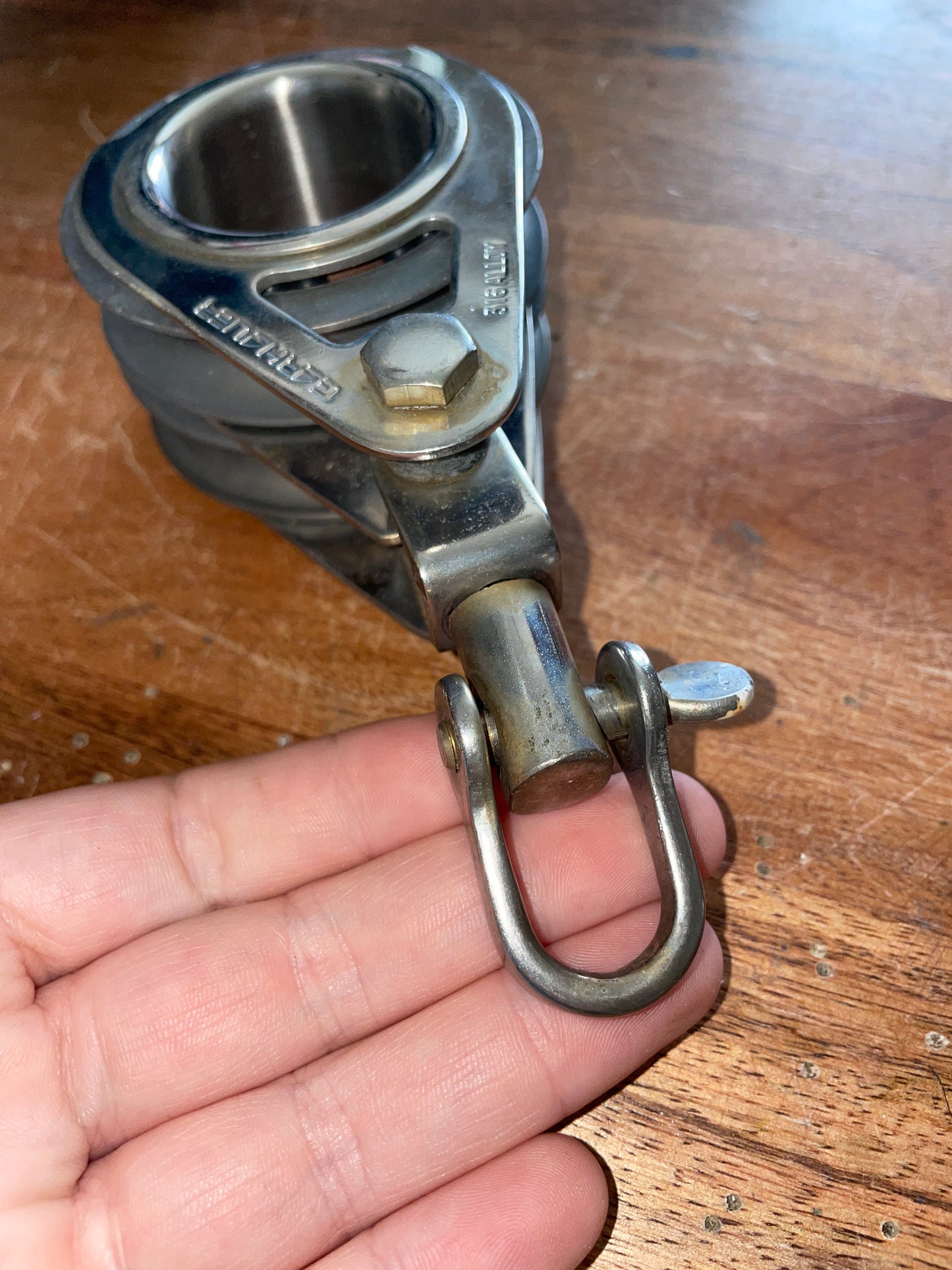 Garhauer 316 Alloy 2 5/8” Double Sheaved Swivel Block - 7/16” Line