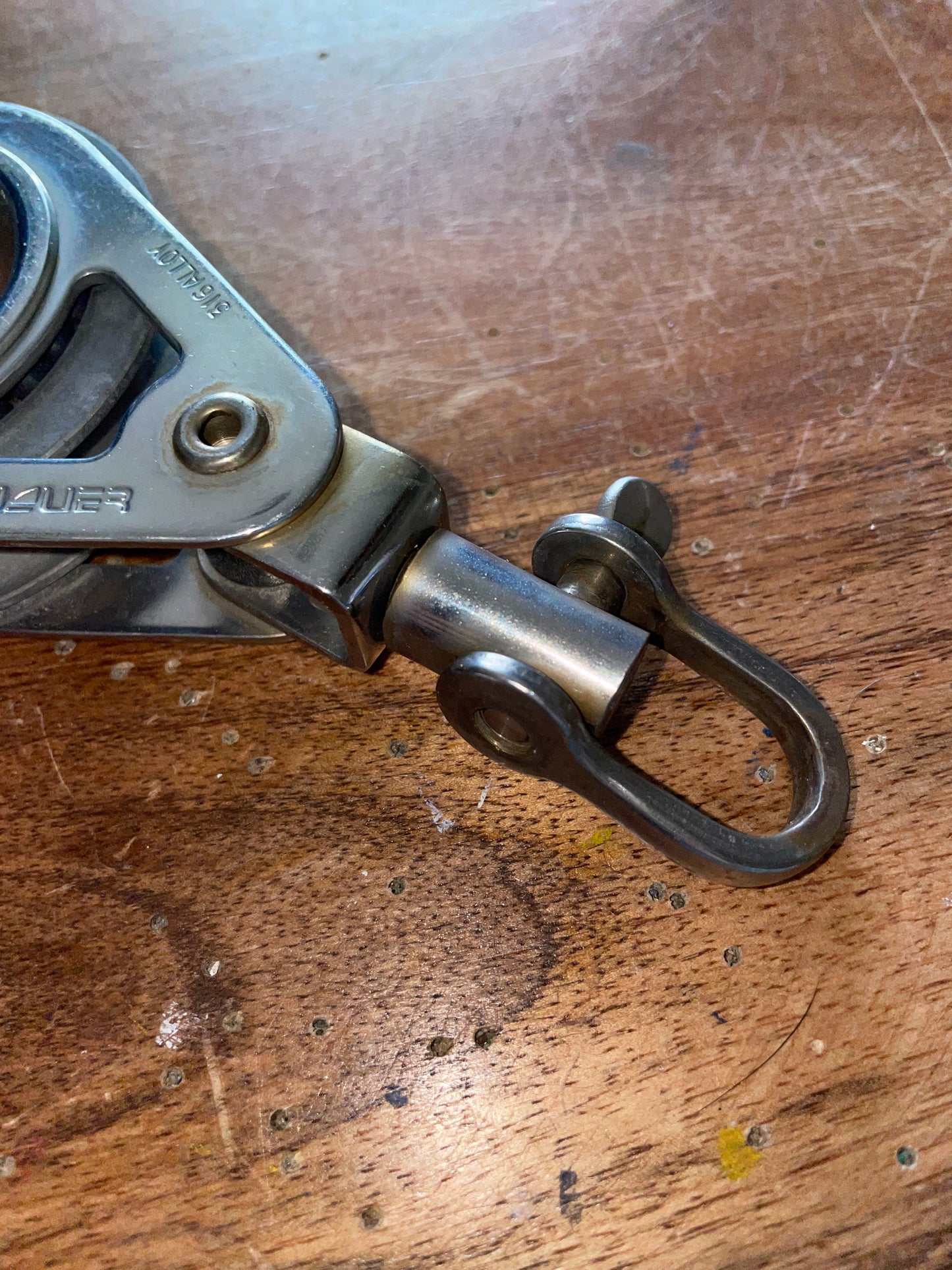 Garhauer 316 Alloy 2 5/8” Single Sheave Swivel Block - 7/16” Line