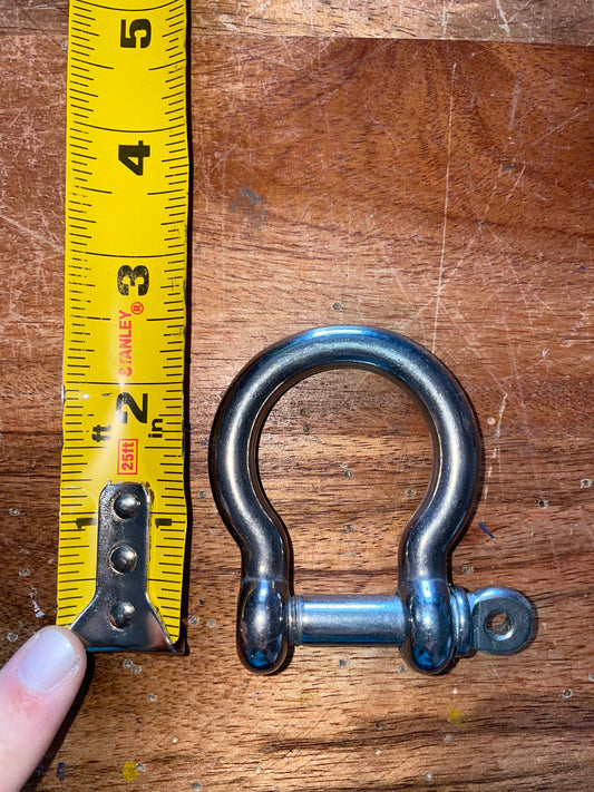 Large Stainless Steel D Ring Shackle - 7/8” Width