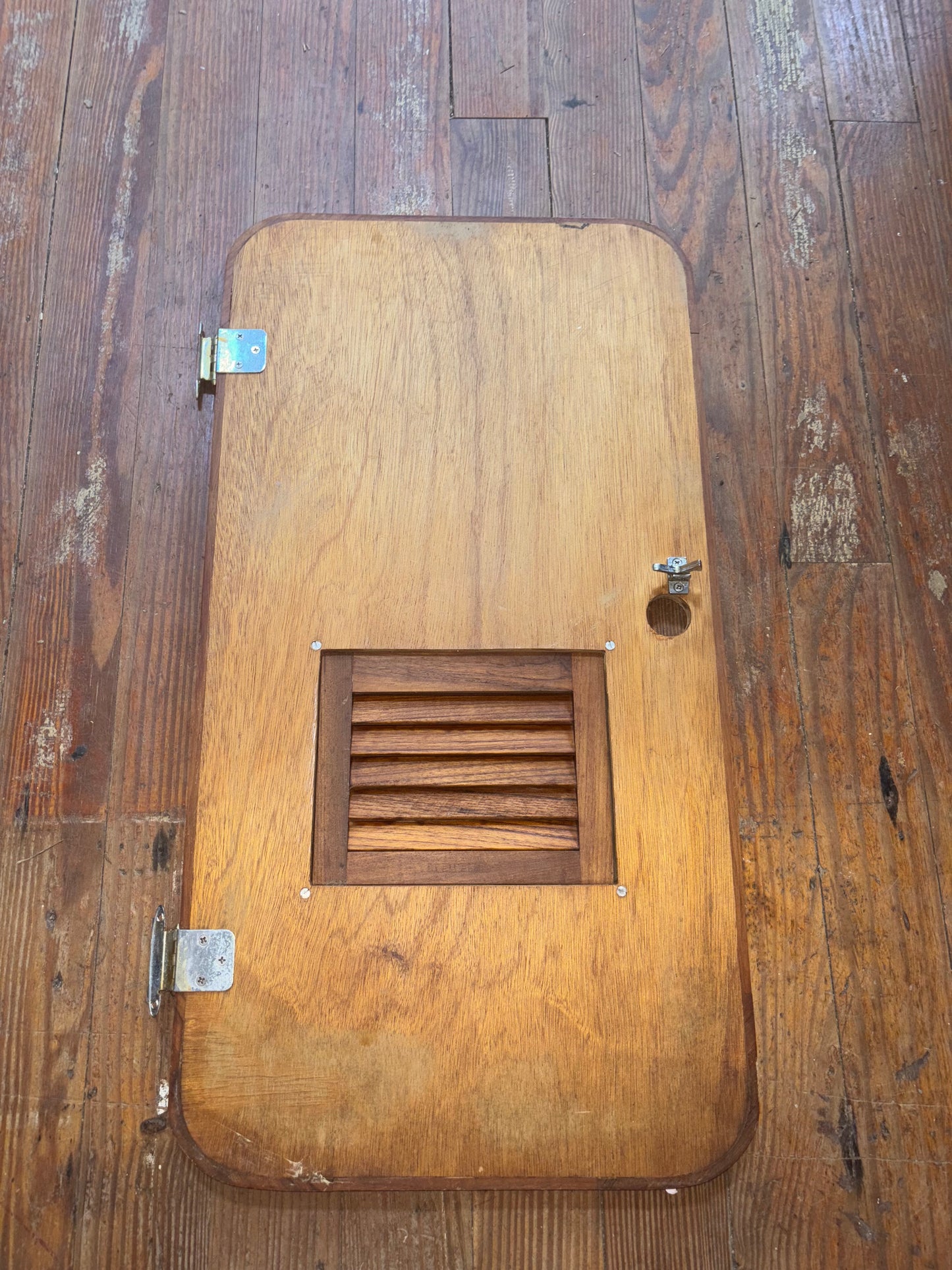 Rounded Teak Interior Cabinet Door - 28 1/4" Long x 15" Wide -- #33