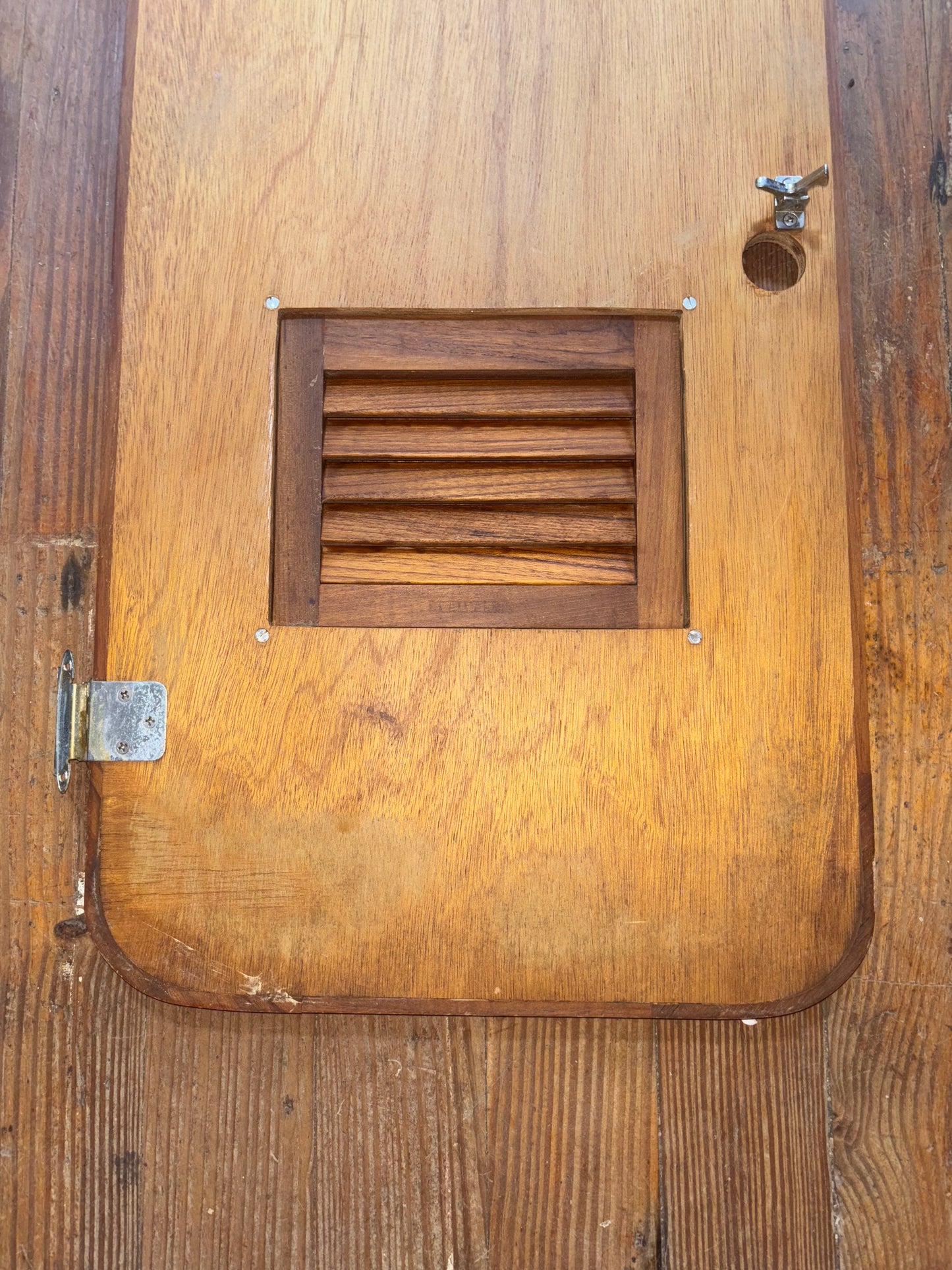 Rounded Teak Interior Cabinet Door - 28 1/4" Long x 15" Wide -- #33