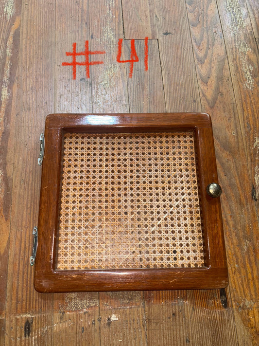 Teak & Wicker Interior Cabinet Door - ID 13" x 13" -- #41