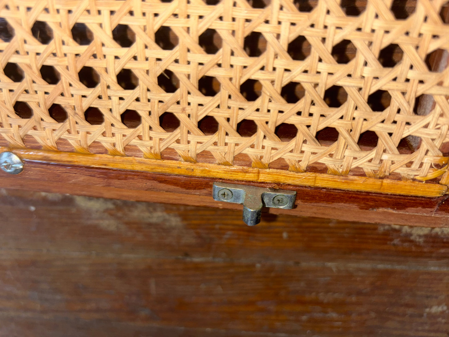 Teak & Wicker Interior Cabinet Door - ID 13" x 13" -- #41