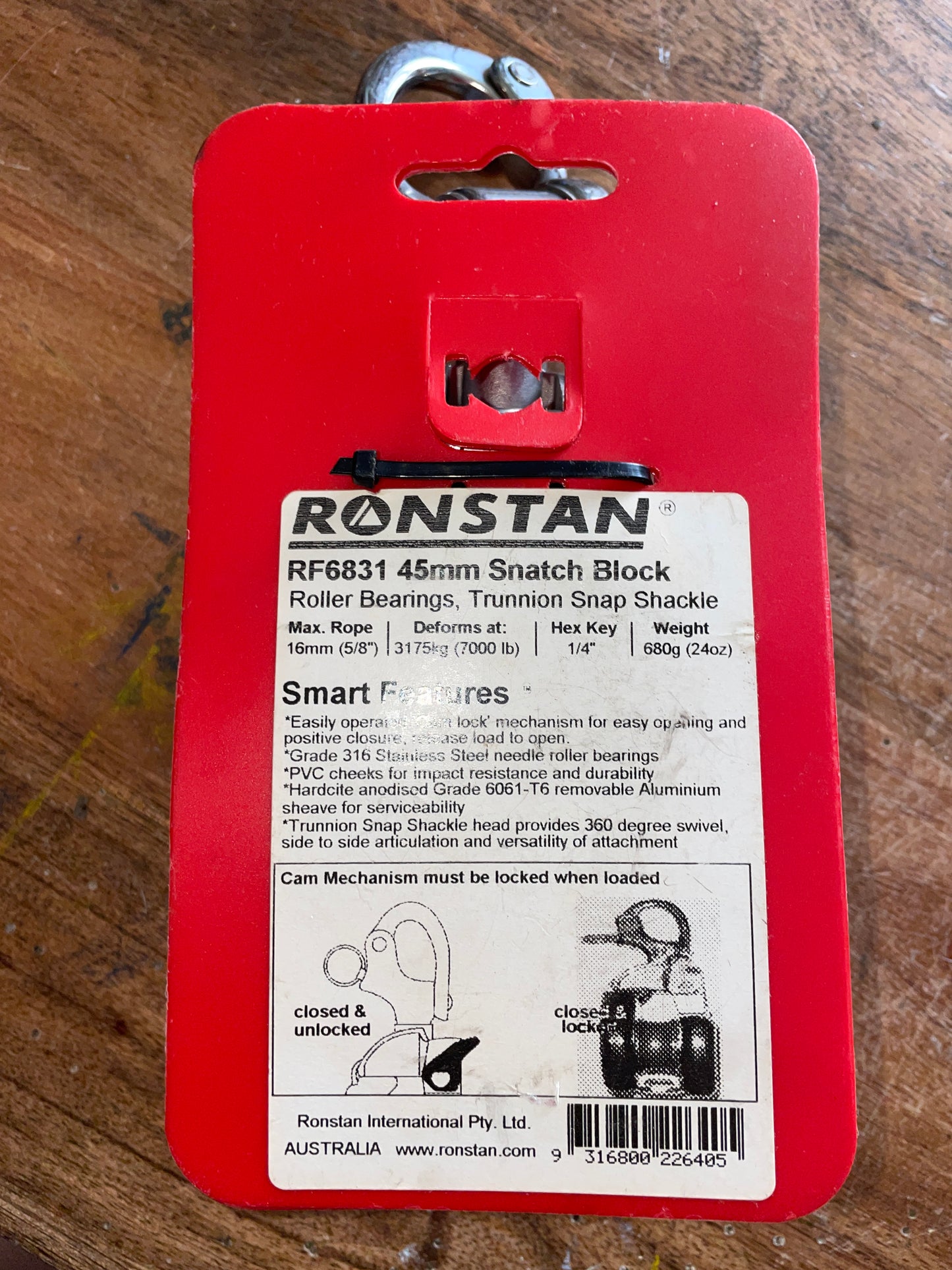Ronstan RF6831 45mm Snatch Block “Cam Lock” Style - NEW
