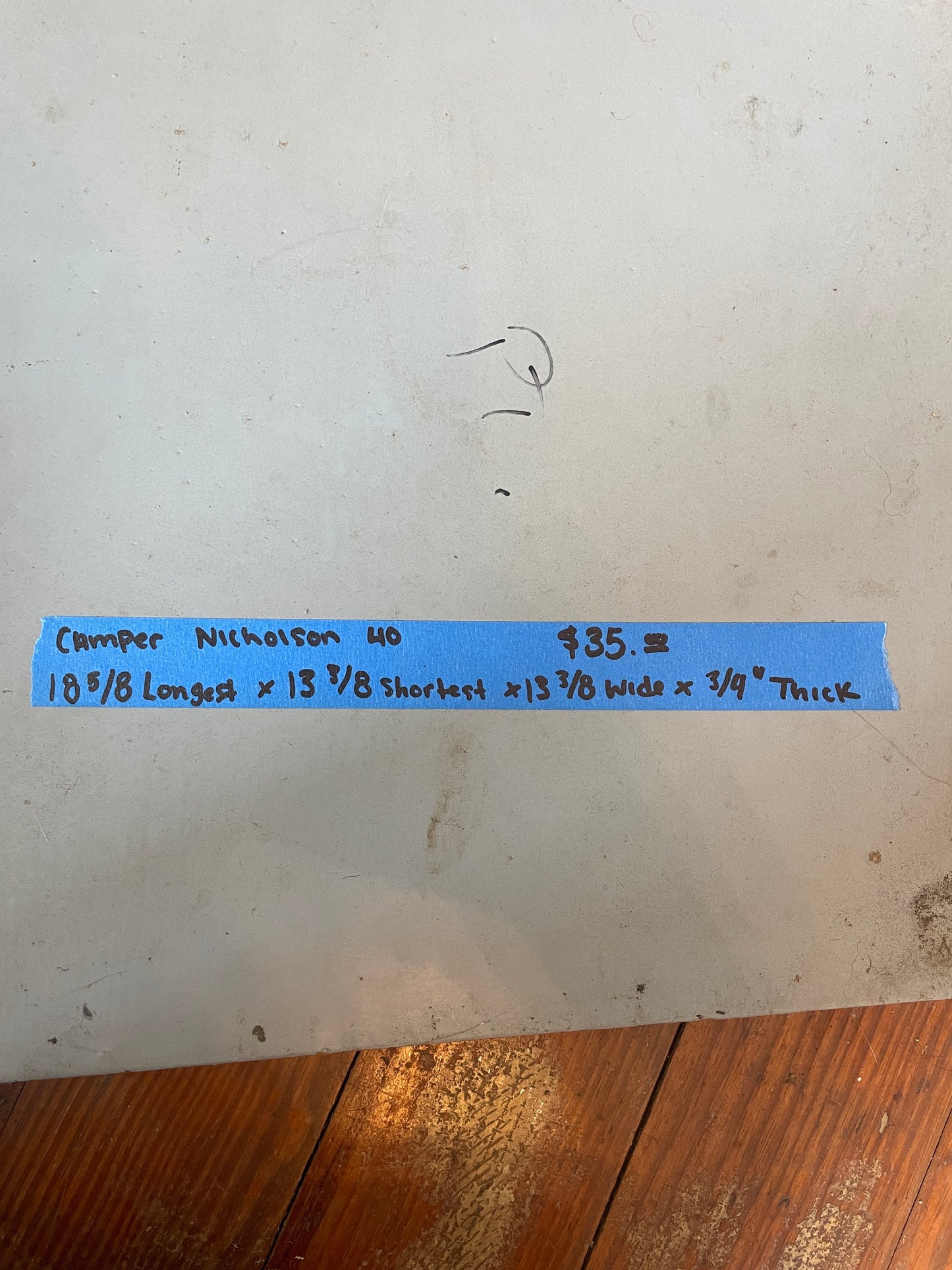 Camper Nicholson 40 Teak & Holly 18 5/8” Longest 13 3/8” Shortest Length x 13 3/8” Wide x 3/4” Thick #176