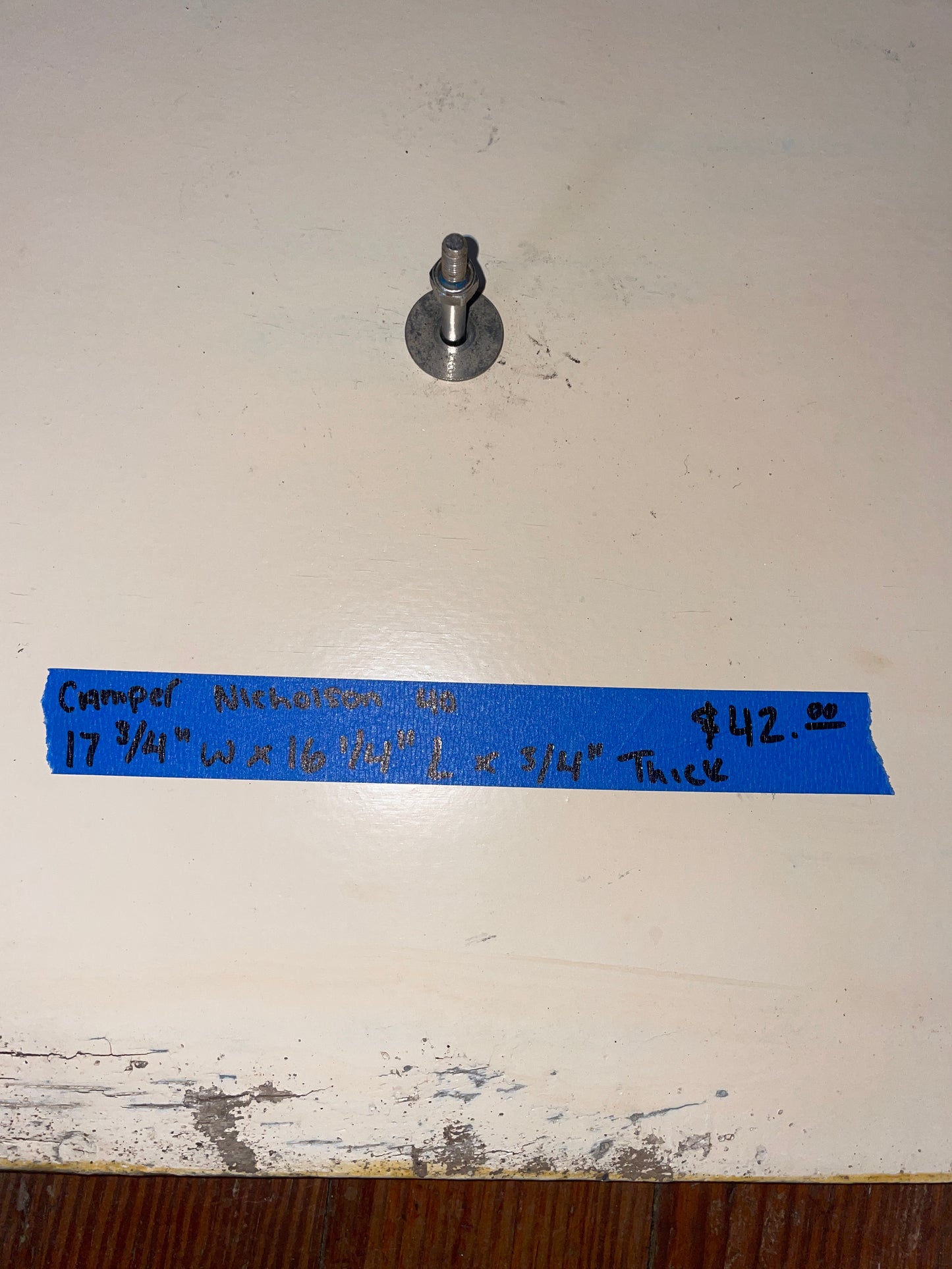 Camper Nicholson 40 Teak & Holly Floor Piece - 17 3/4” Long x 16 1/4” Wide x 3/4” Thick #179