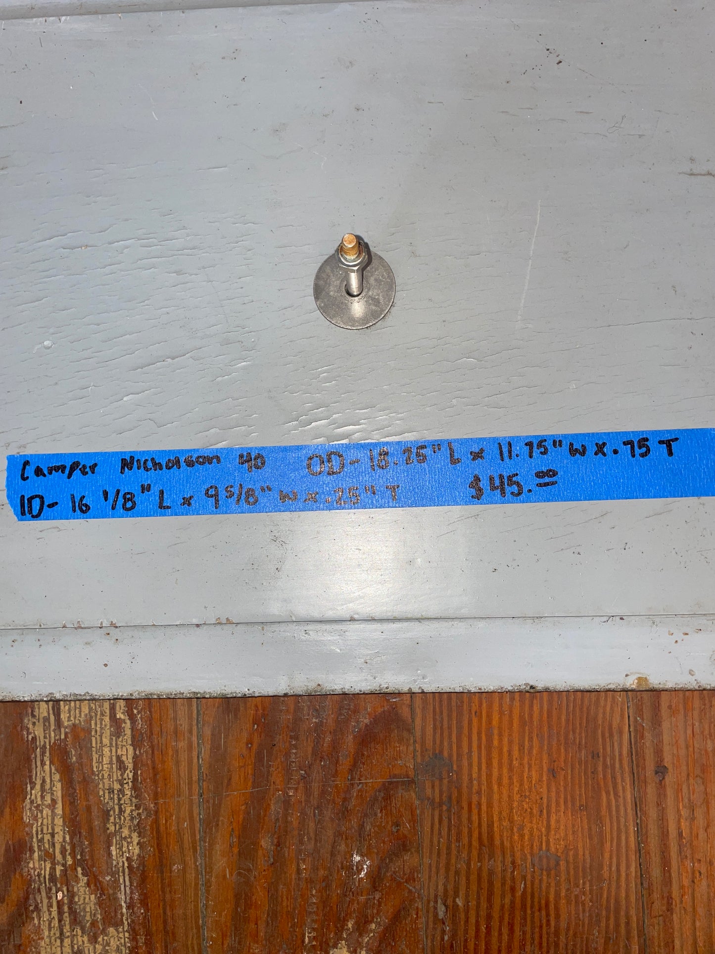 Camper Nicholson 40 Teak & Holly Floor Hatch - OD 18 1/4” Long x 11 3/4” Wide x 3/4” Thick #177