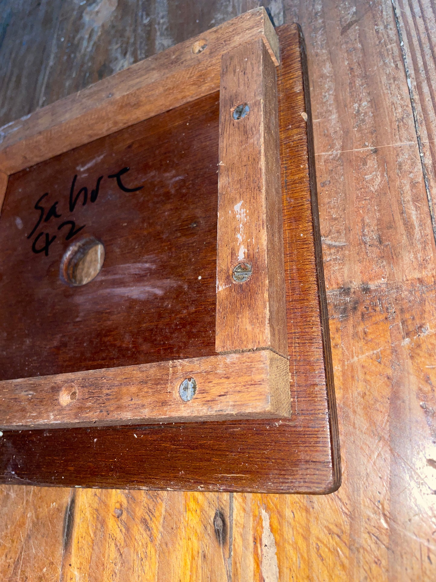 Teak Floorboard Piece- ID 8 1/4” Long x 7 1/4” Off Sabre 42 #132