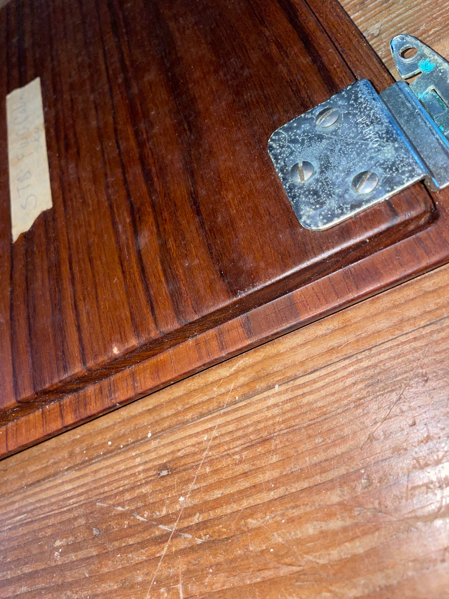 Sabre 42 Small Teak Interior Cabinet Door- ID 7 3/4” Long x 9 1/8” Wide #131