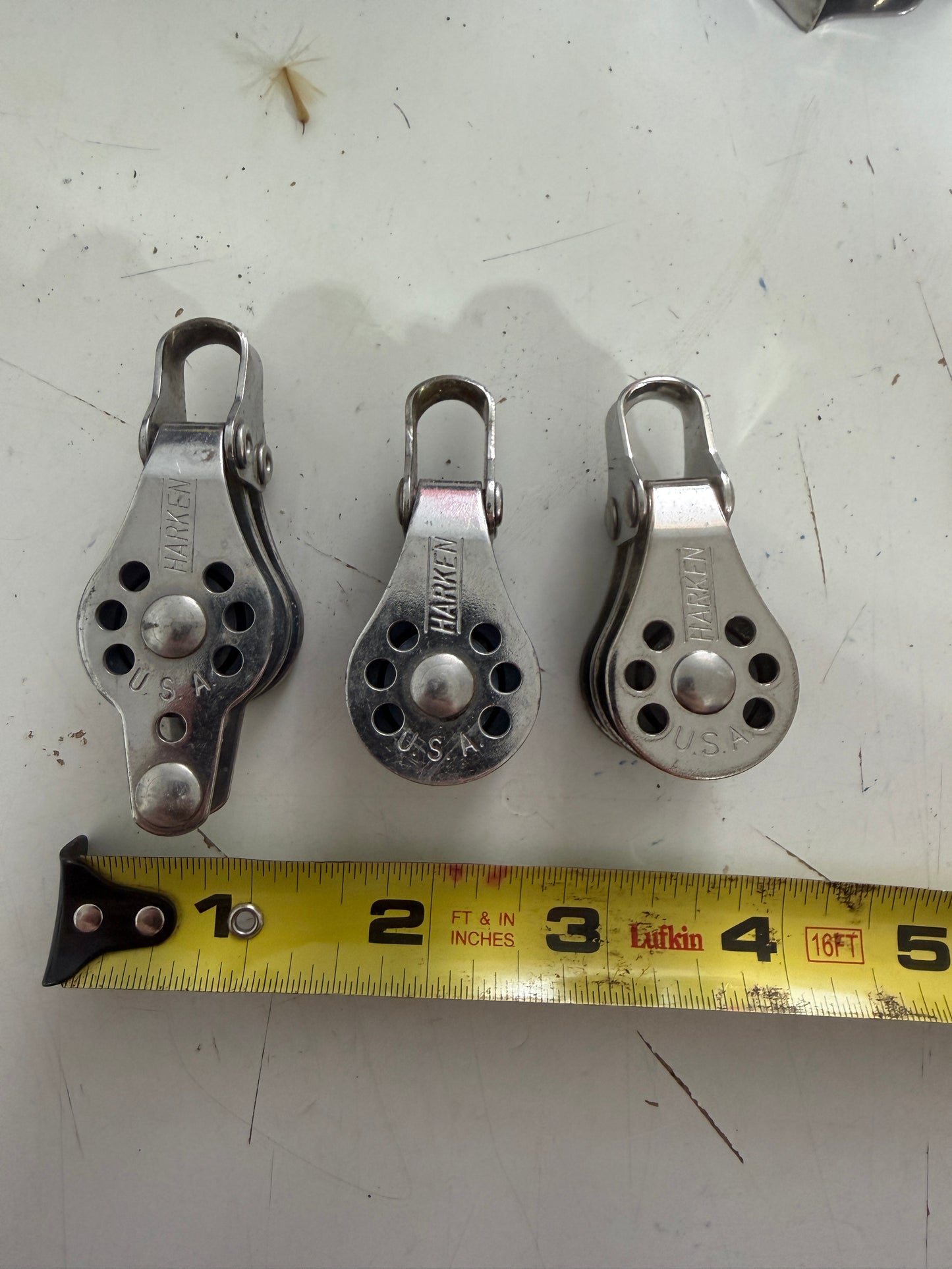 Lot Of 3 Micro Harken Double Blocks - 1/4" Line
