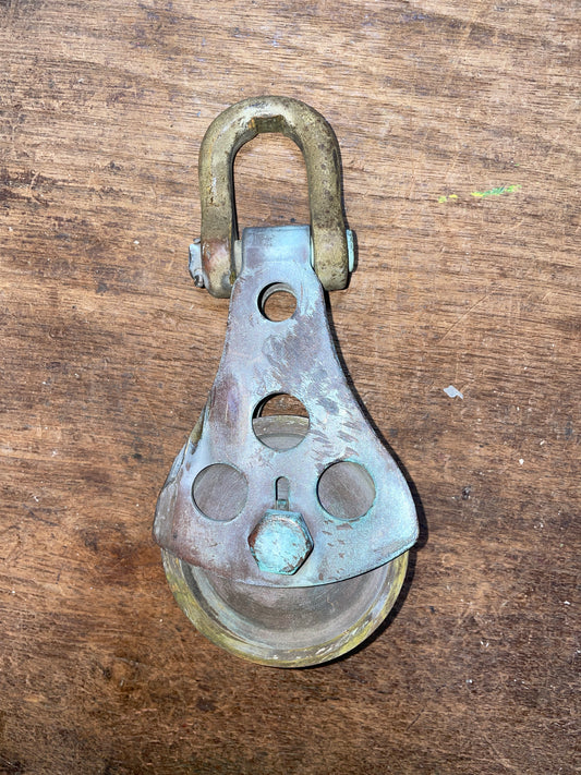 Vintage Merriman 2 1/2” Sheave Wire Halyard Bronze Block - 1/4” Wire