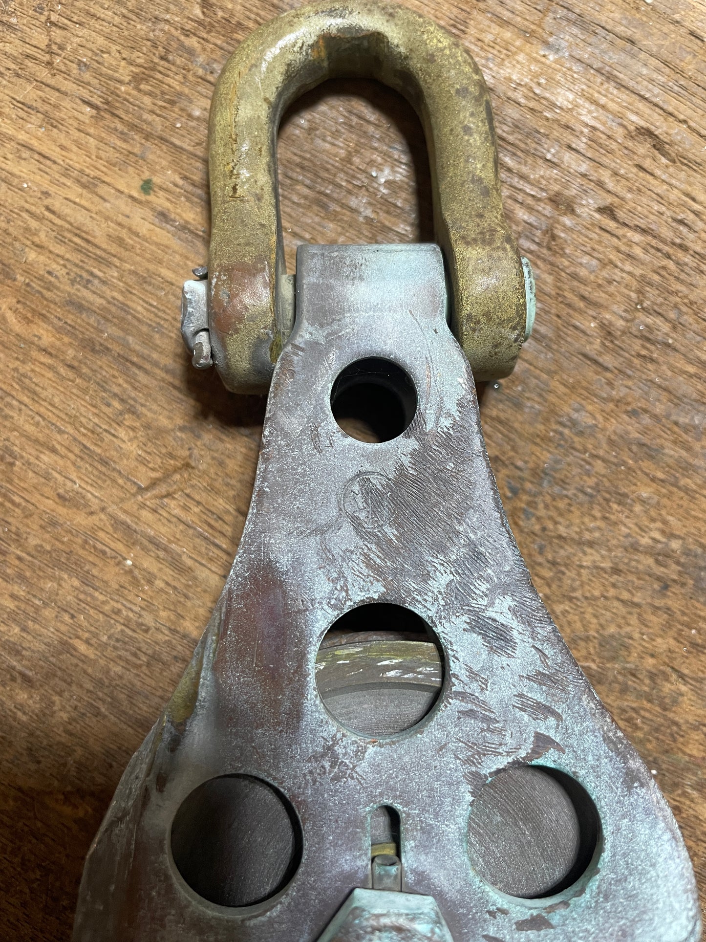 Vintage Merriman 2 1/2” Sheave Wire Halyard Bronze Block - 1/4” Wire
