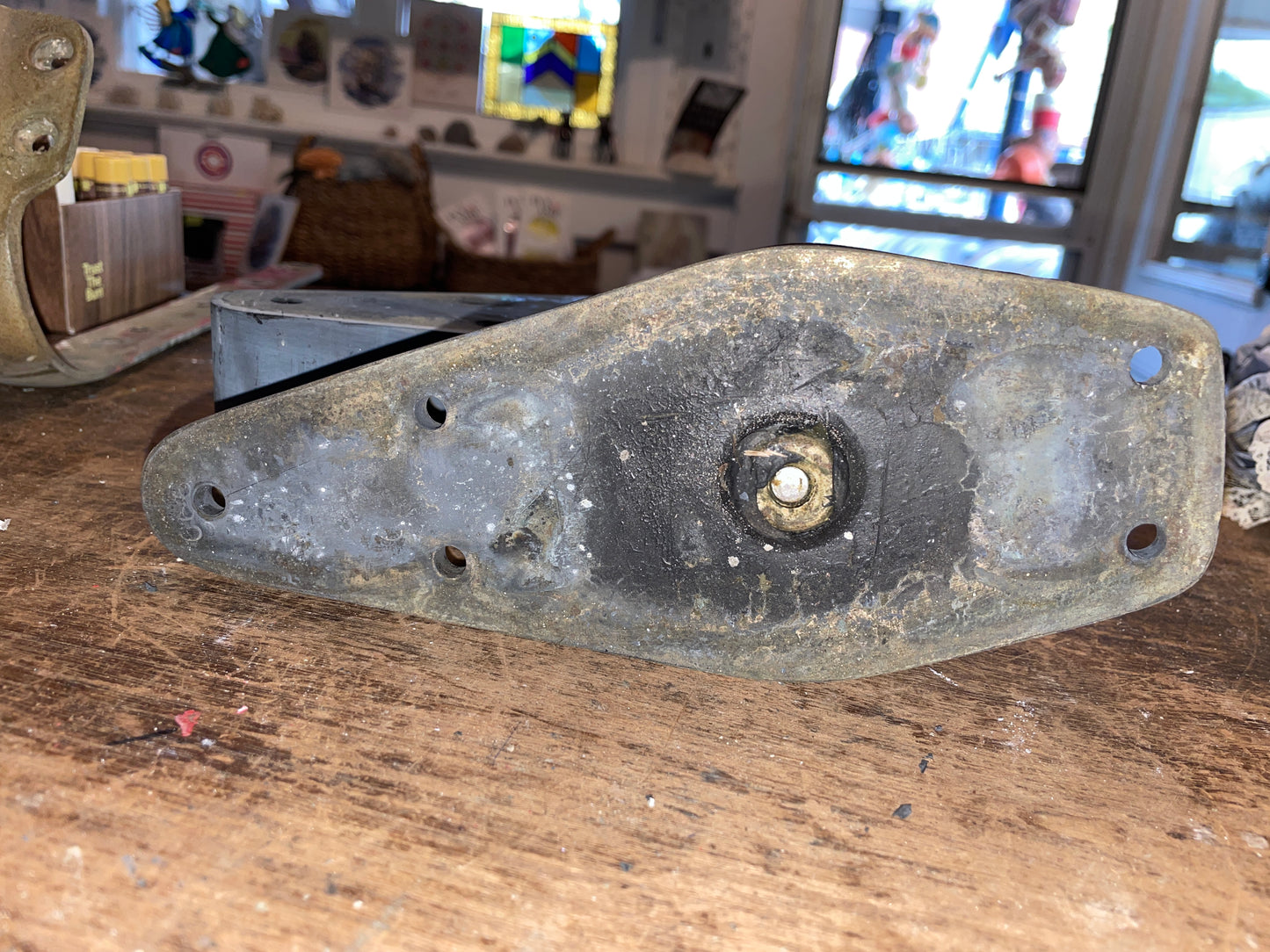 Large Brass 3 1/4” Double Cheek Block With Mounting Block- 9/16” Line