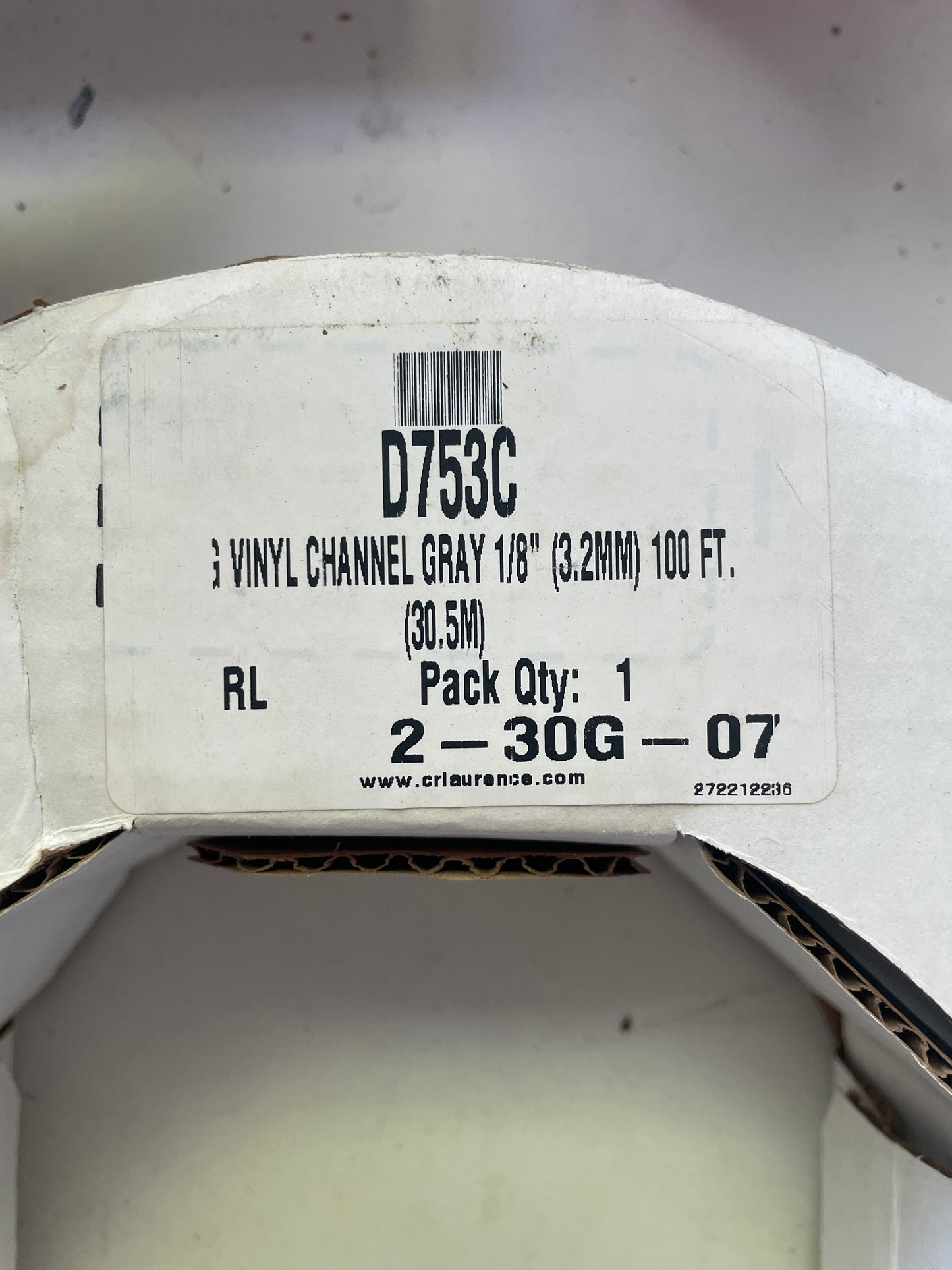 CRL D753C Glazing Vinyl - 1/8” Glass Thickness - 100’ Roll - NEW
