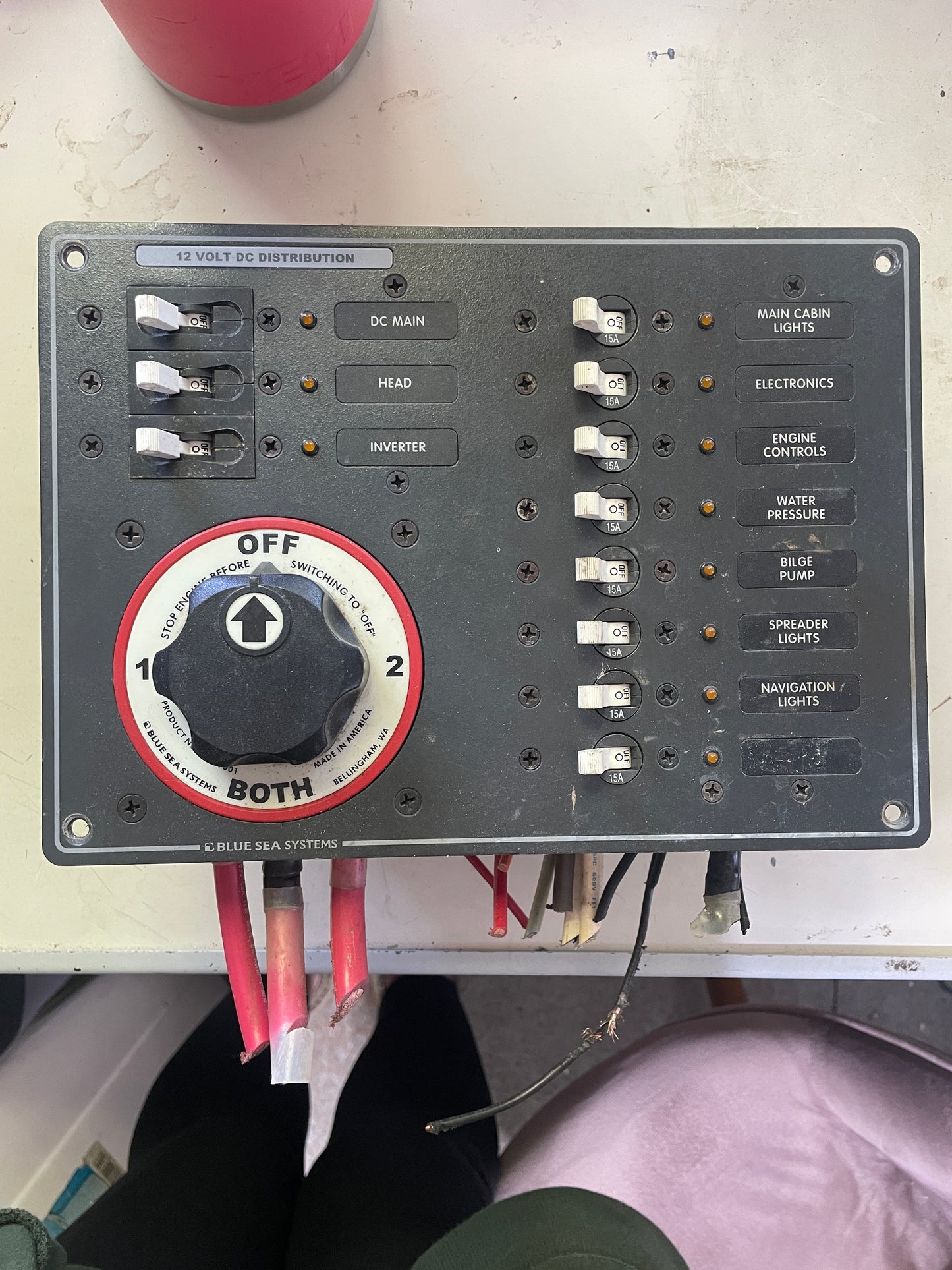 Blue Sea Systems 11 Switch 12VDC Panel & Battery Switch OFF IRWIN 10/4