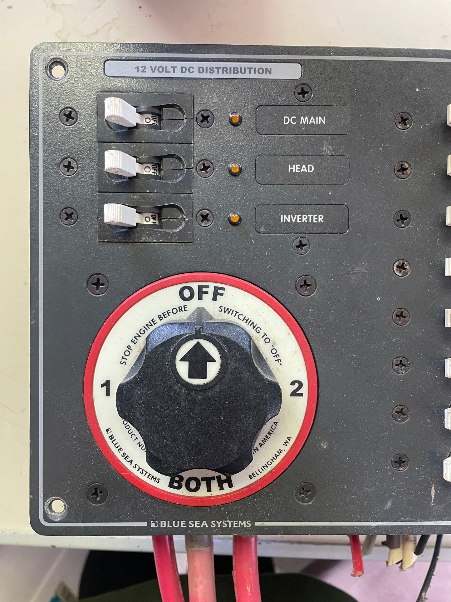 Blue Sea Systems 11 Switch 12VDC Panel & Battery Switch OFF IRWIN 10/4