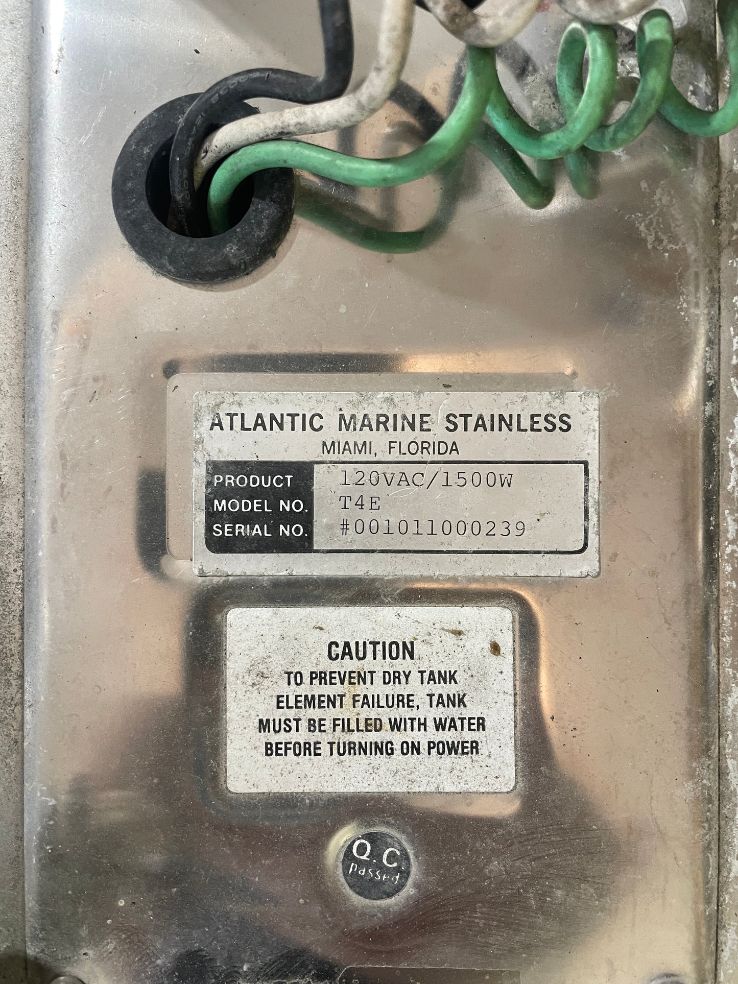 Atlantic Marine Stainless Steel Water Heater - 120 VAC 1500W