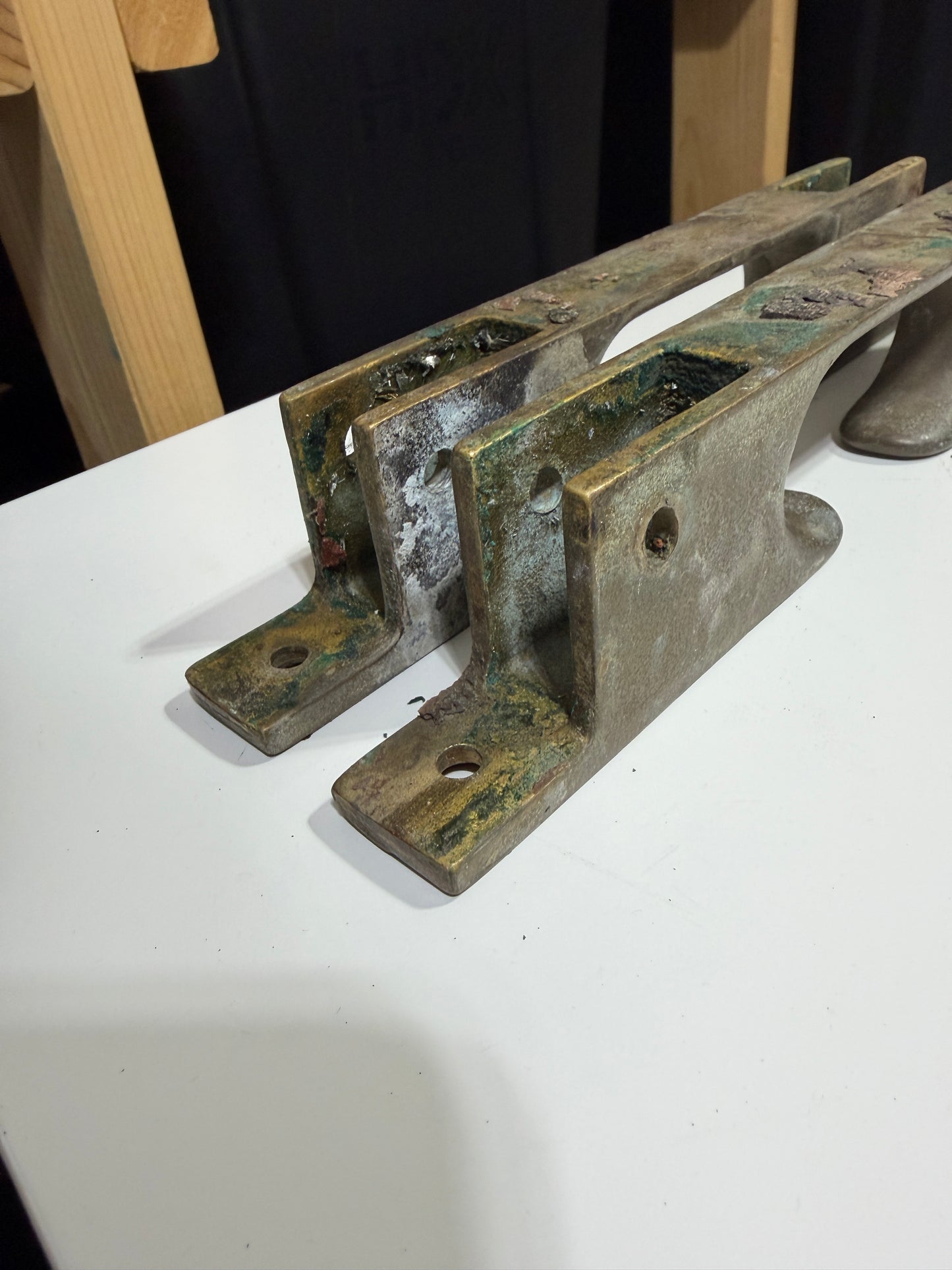 PAIR - 10" Bronze Toe Rail Cleats