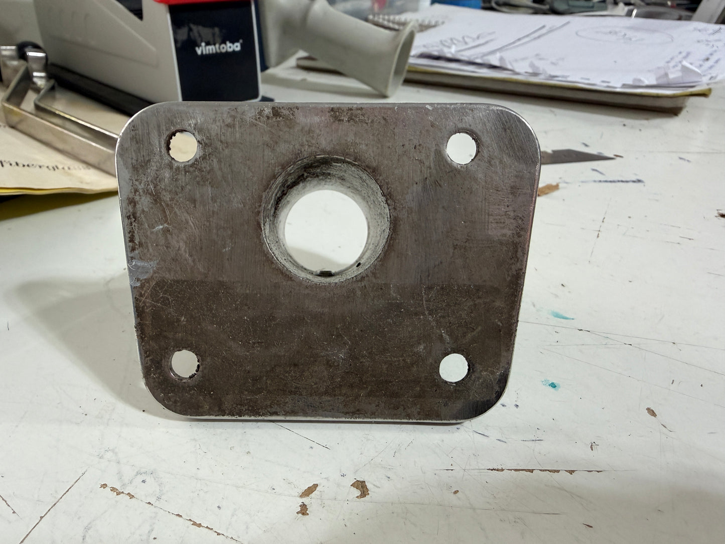 Stainless Angled 1" Diameter Tubing Stanchion Base