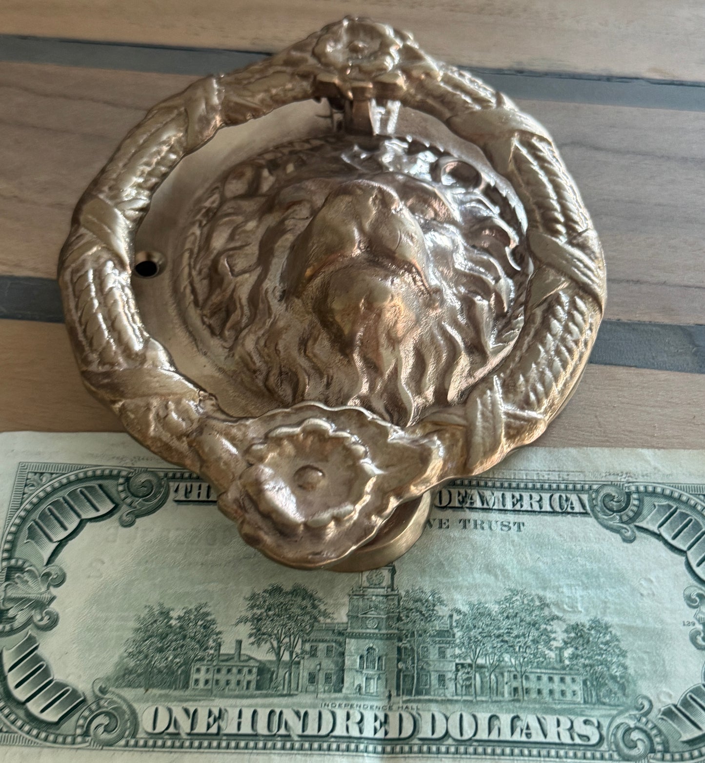 Bronze Lion Door Knocker - Heavy Brass - Made in USA