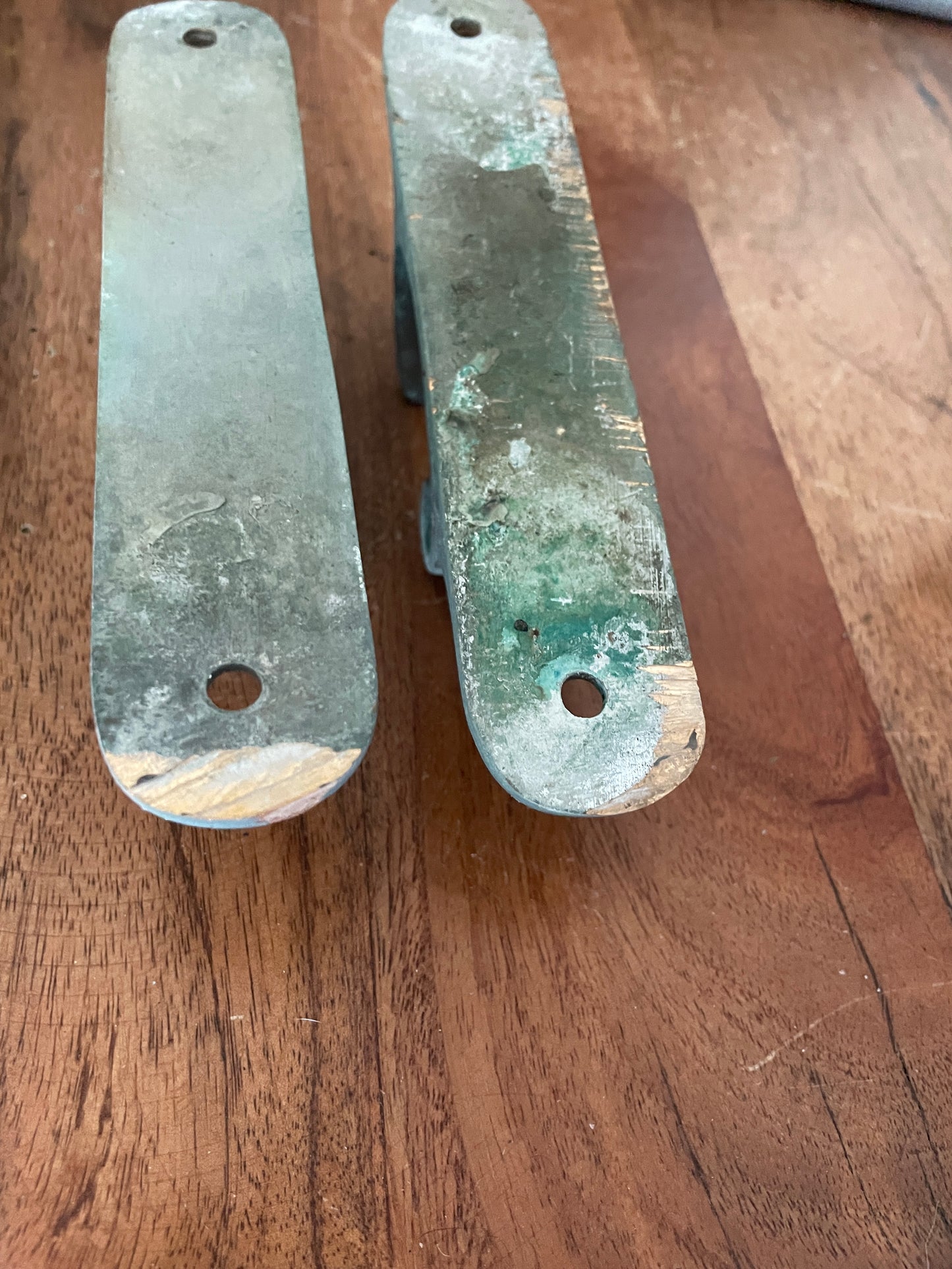 PAIR 6” Chromed Bronze Chock Cleats - 1 IS BENT