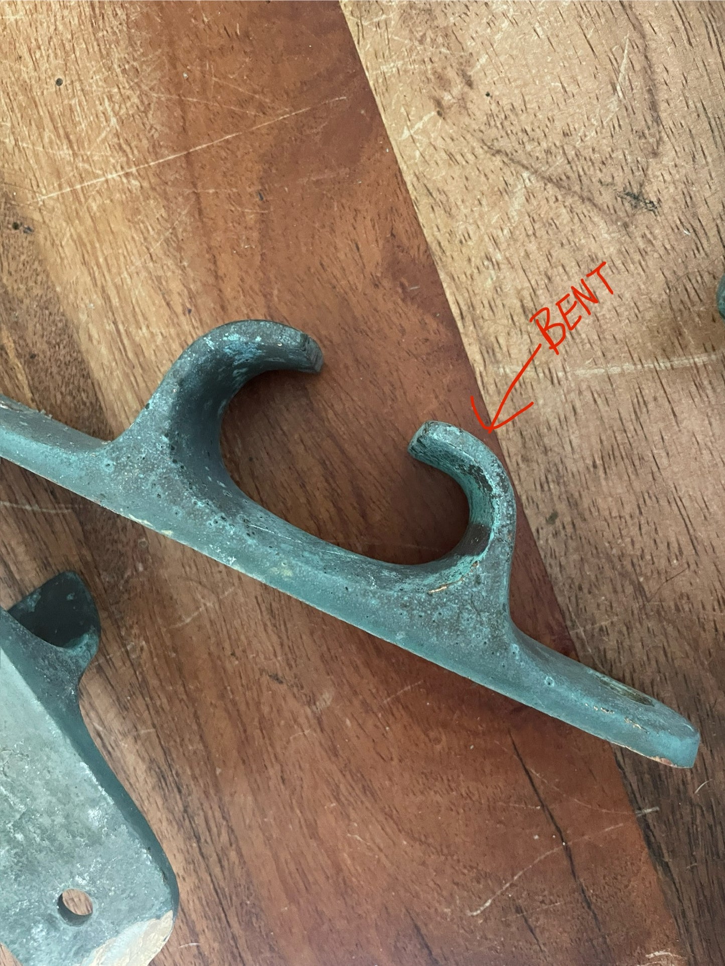 PAIR 6” Chromed Bronze Chock Cleats - 1 IS BENT