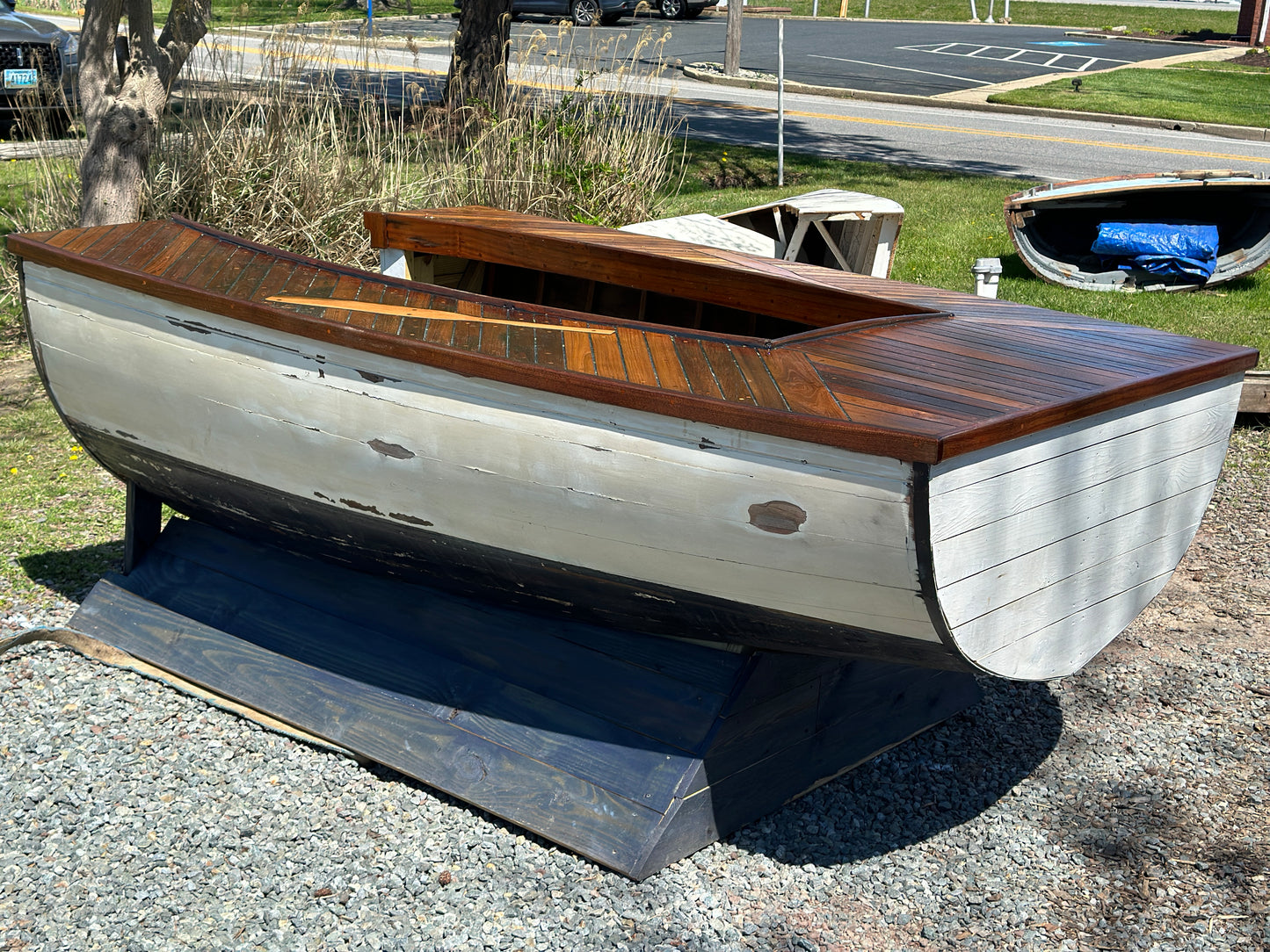 Hand Made Walk In Bar Made From Middle Of 1960’s Seafarer 23 Wooden Sailboat