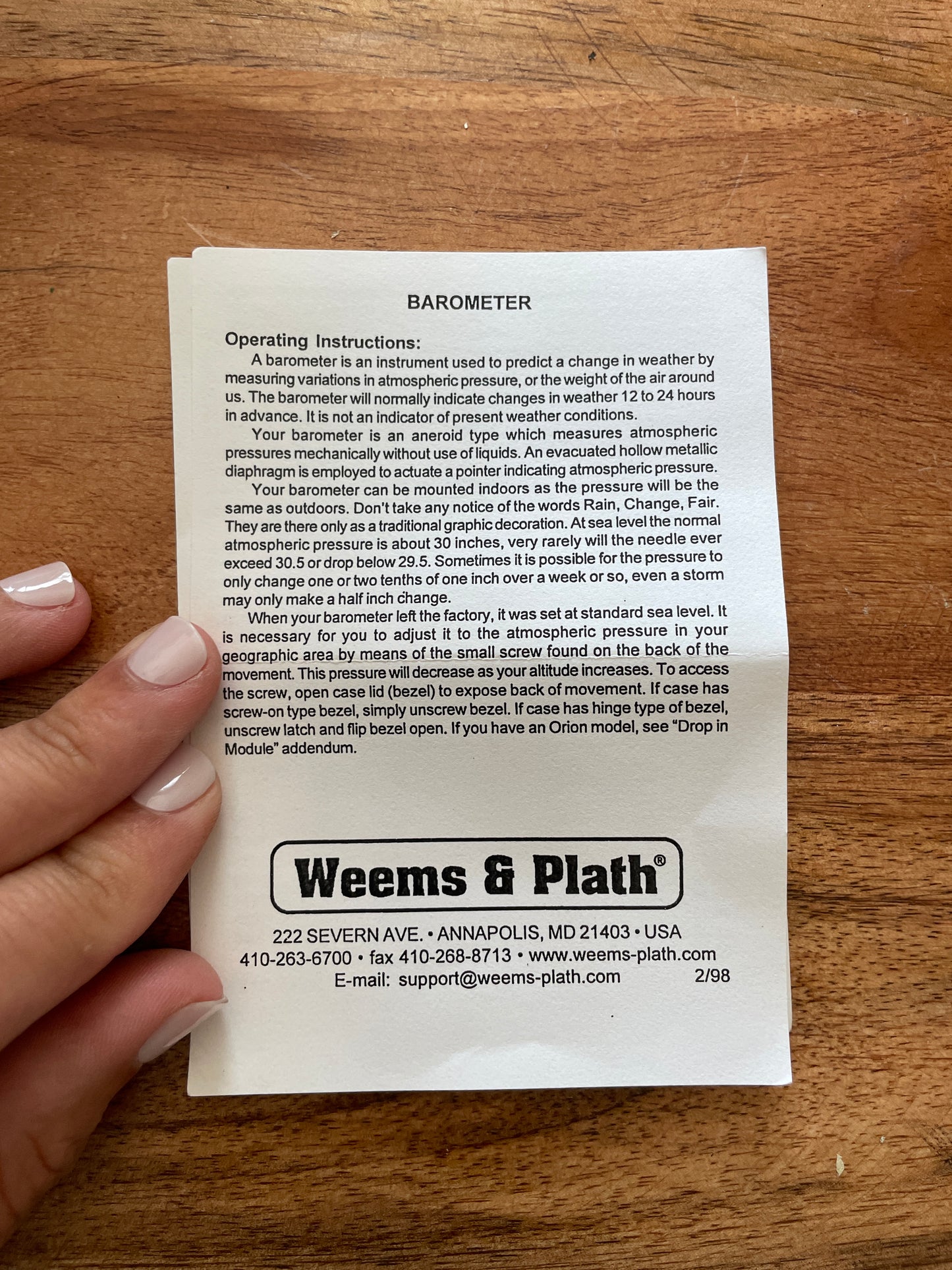 Weems & Plath Barometer