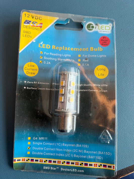 Dr LED 12V DC Double Contact 15mm Bayonet LED Replacement Bulb Warm White BA15D