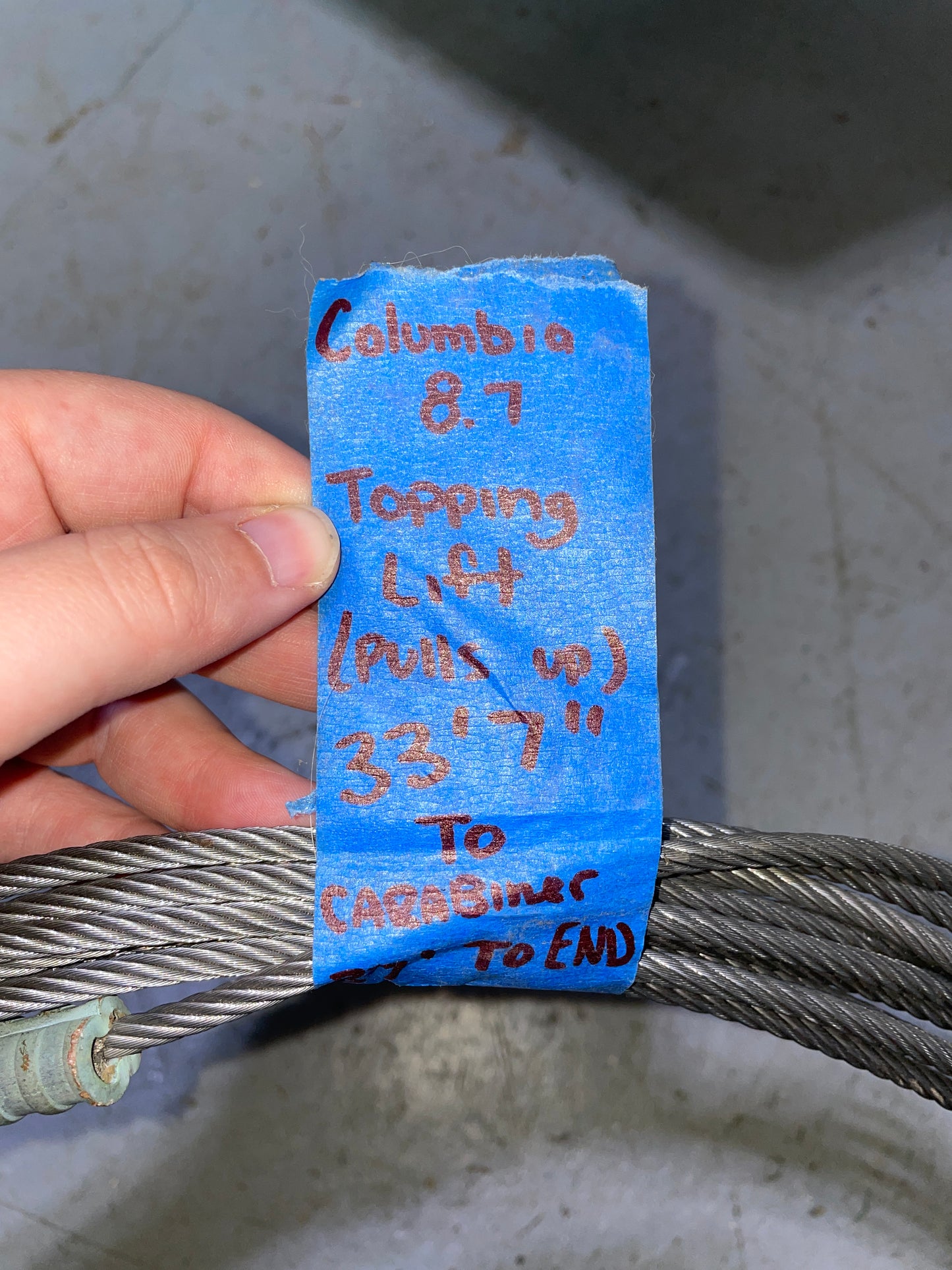 Columbia 8.7 Topping Lift Rigging - 37' Length