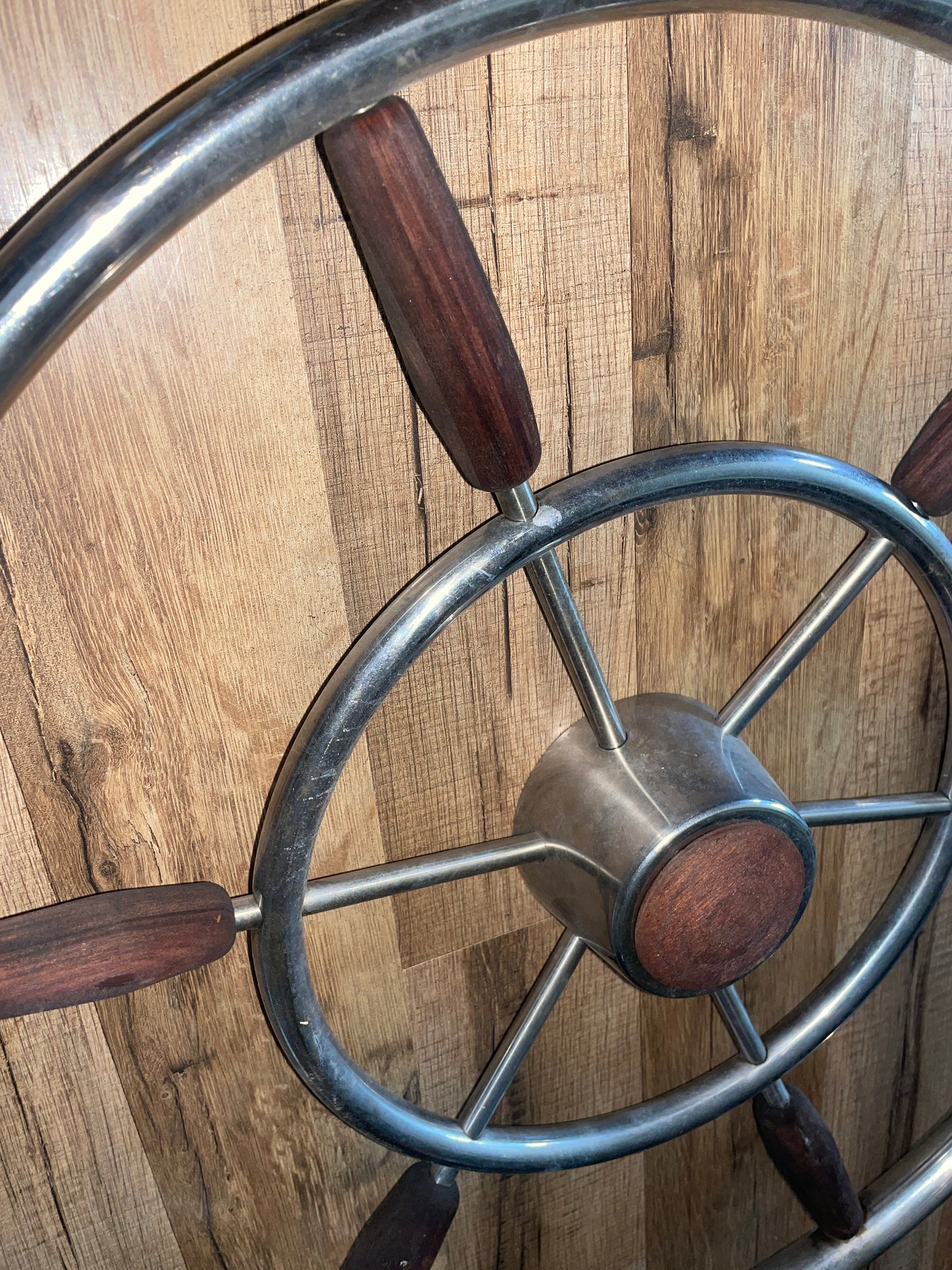 21” Stainless & Wood Wheel - 11/16” Keyed Shaft OFF 1969 Seadog 30’