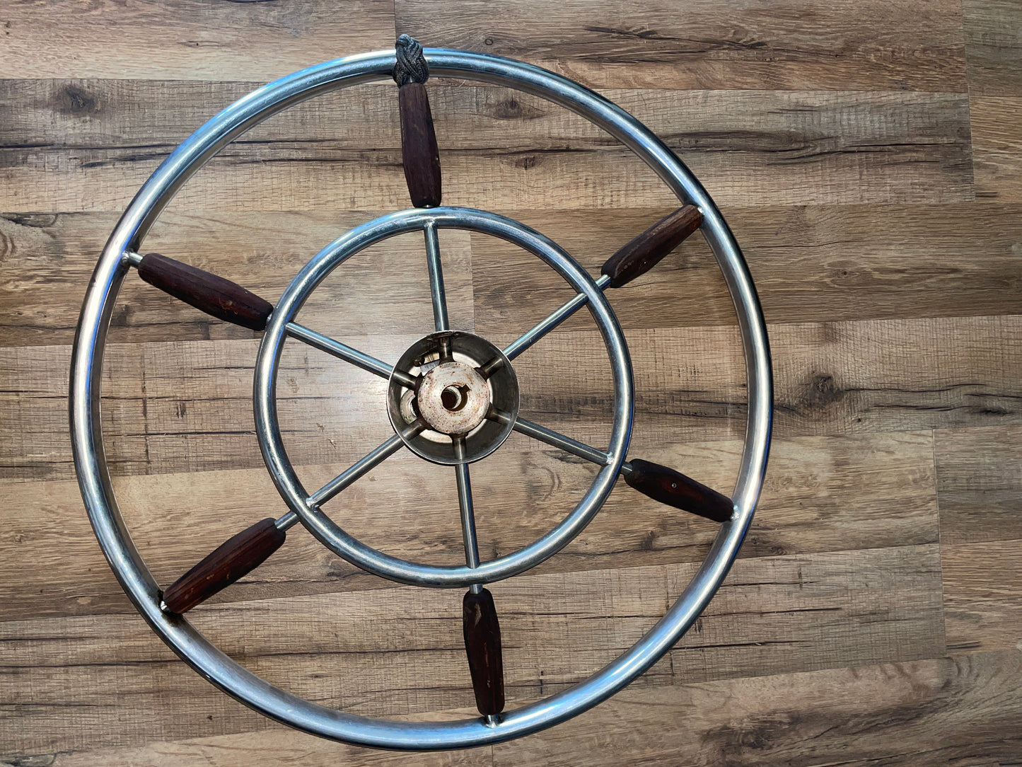 21” Stainless & Wood Wheel - 11/16” Keyed Shaft OFF 1969 Seadog 30’