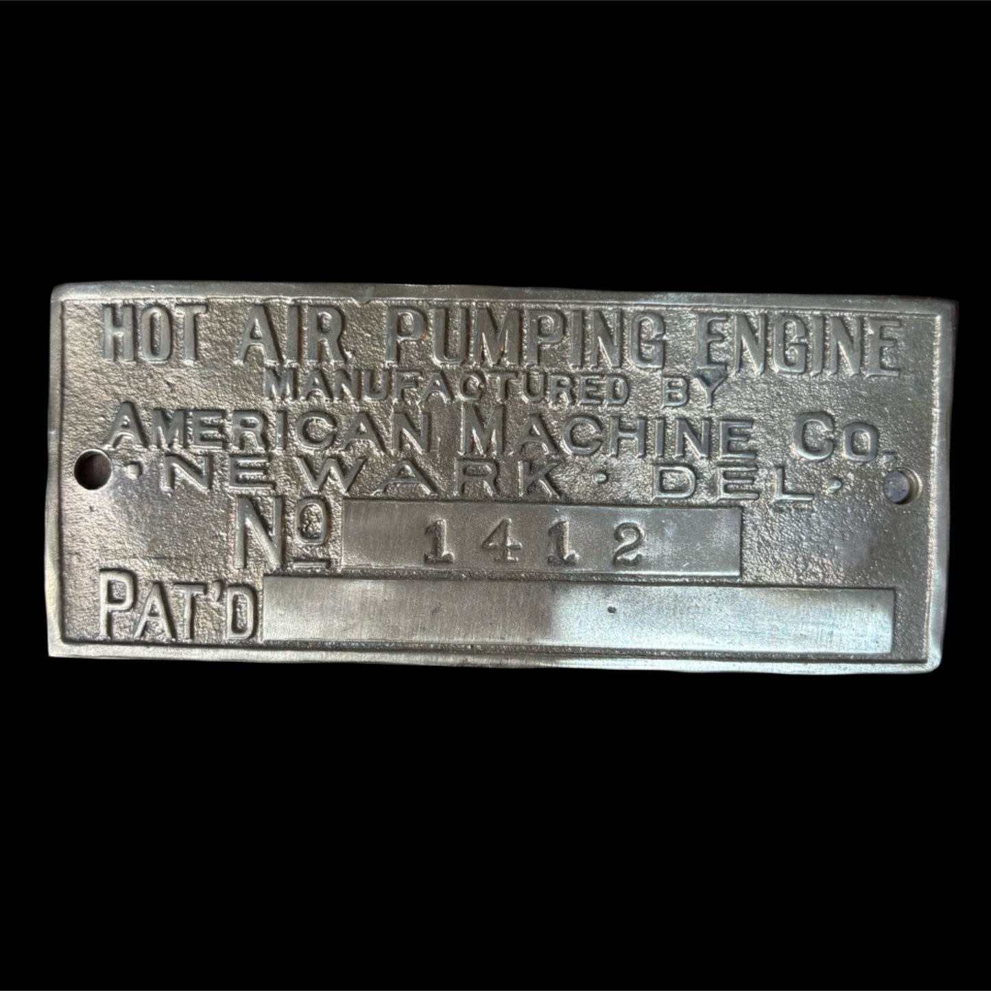Hot Air Pumping Engine Manufactured BY American Machine CO. NUMBER 1412